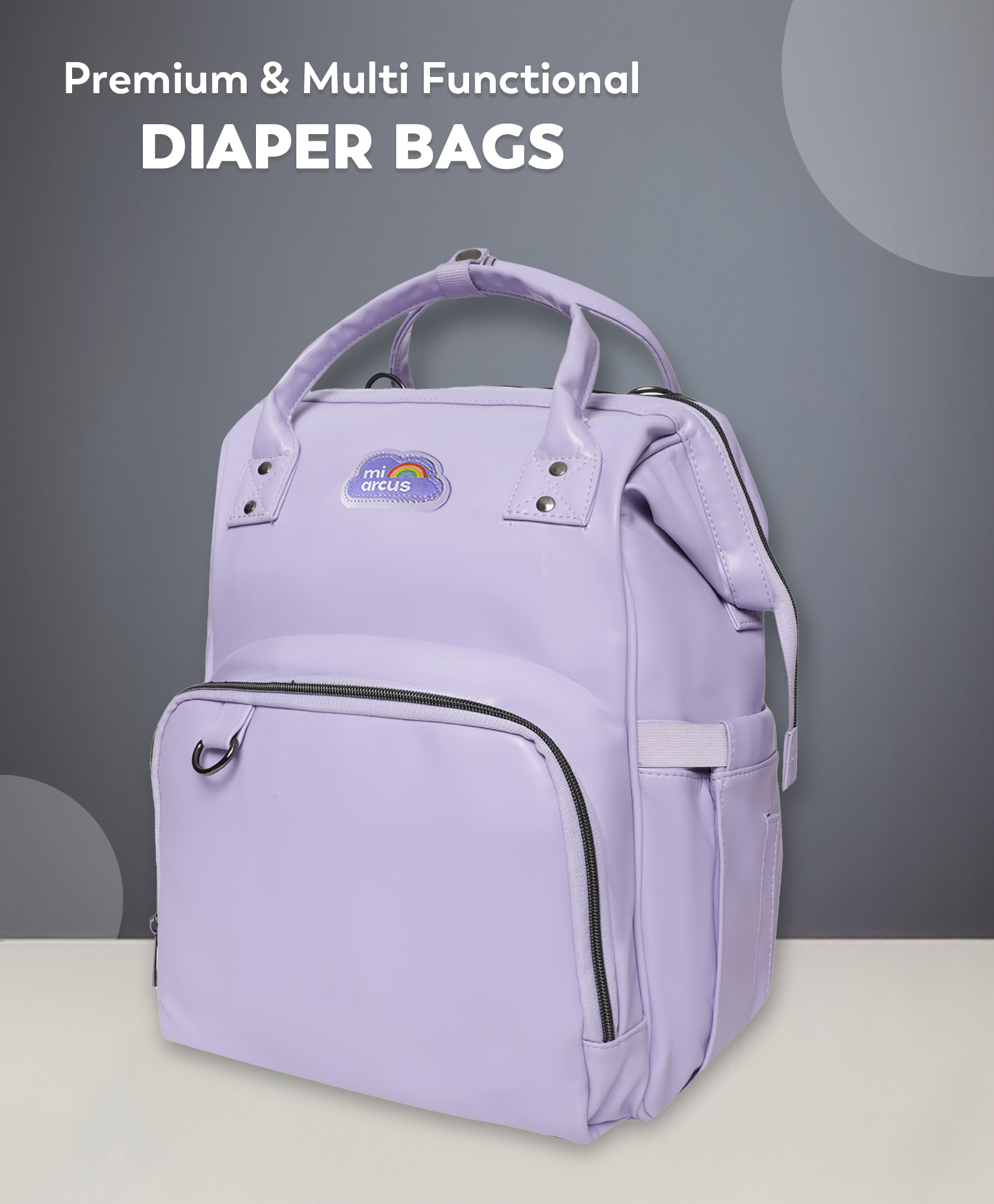 Mi Arcus Vegan Leather Diaper Bag - Purple-image-13