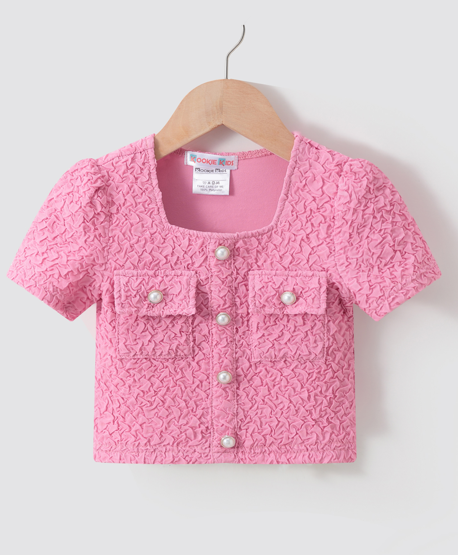 Kookie Kids Half Sleeves Solid Color Top - Pink-picture-38