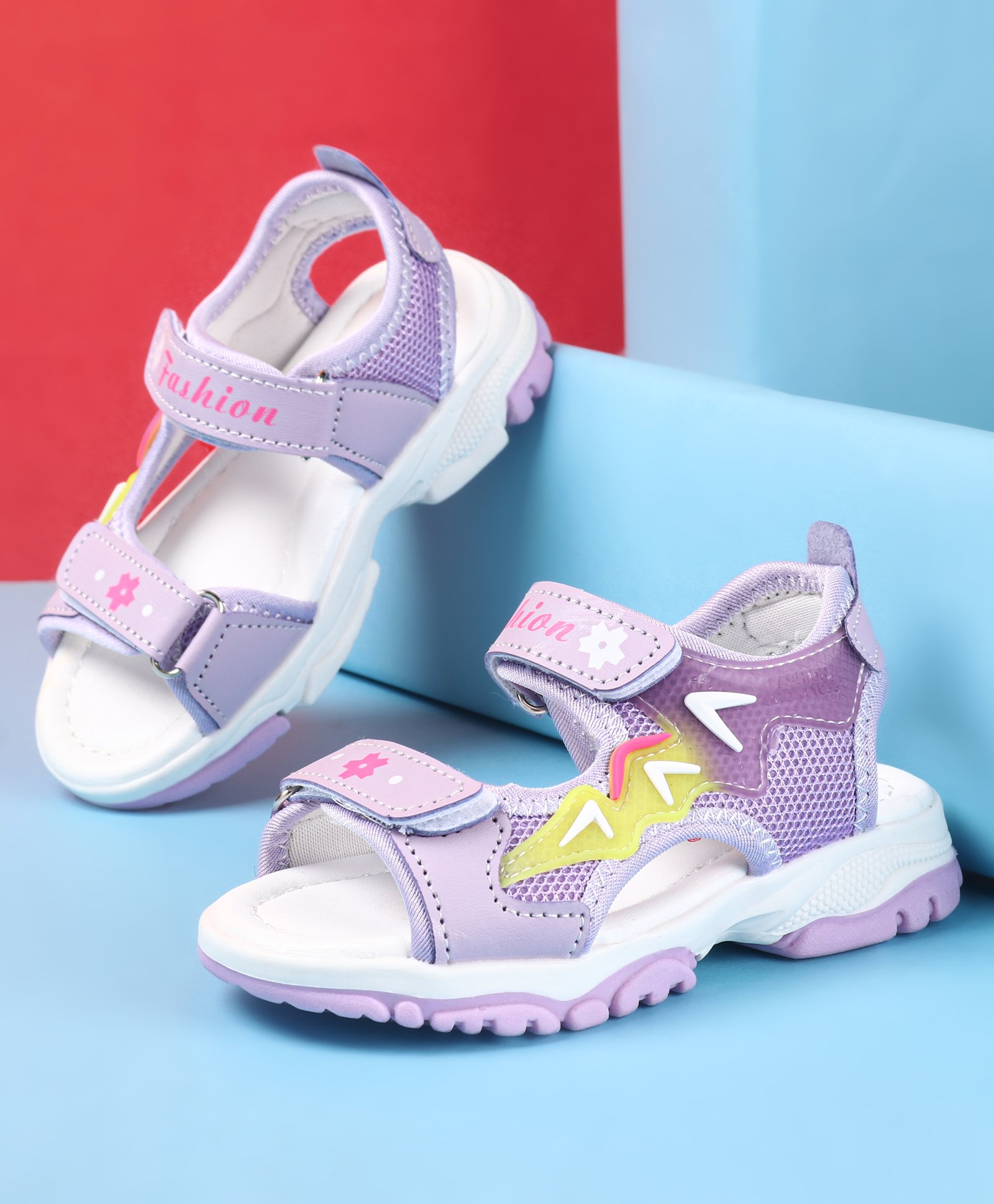 Cute Walk by Babyhug Sandal with Velcro Closure Text Print -Purple-picture-12