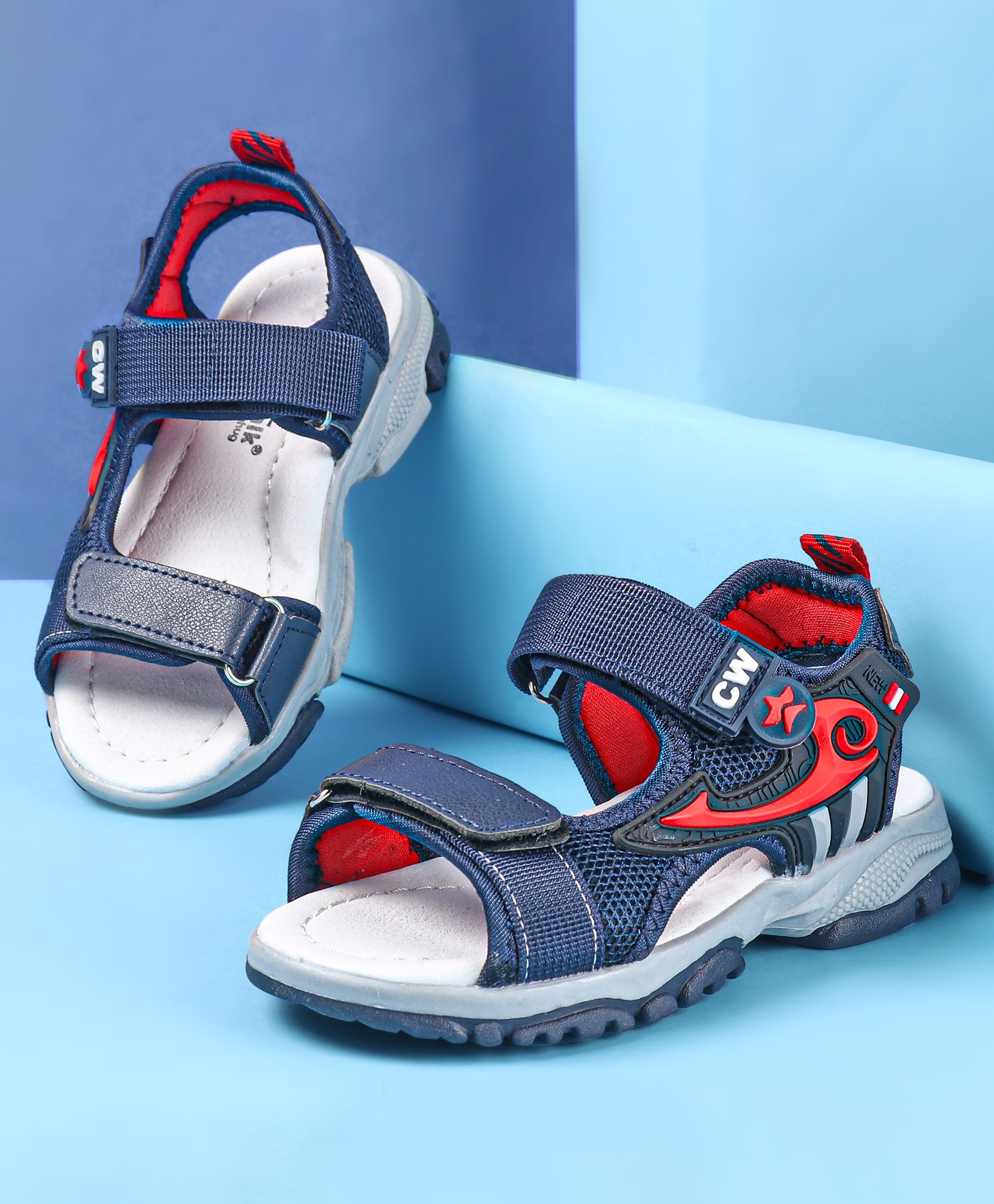Cute Walk by Babyhug Sandals Velcro Closure - Blue & Red-picture-17