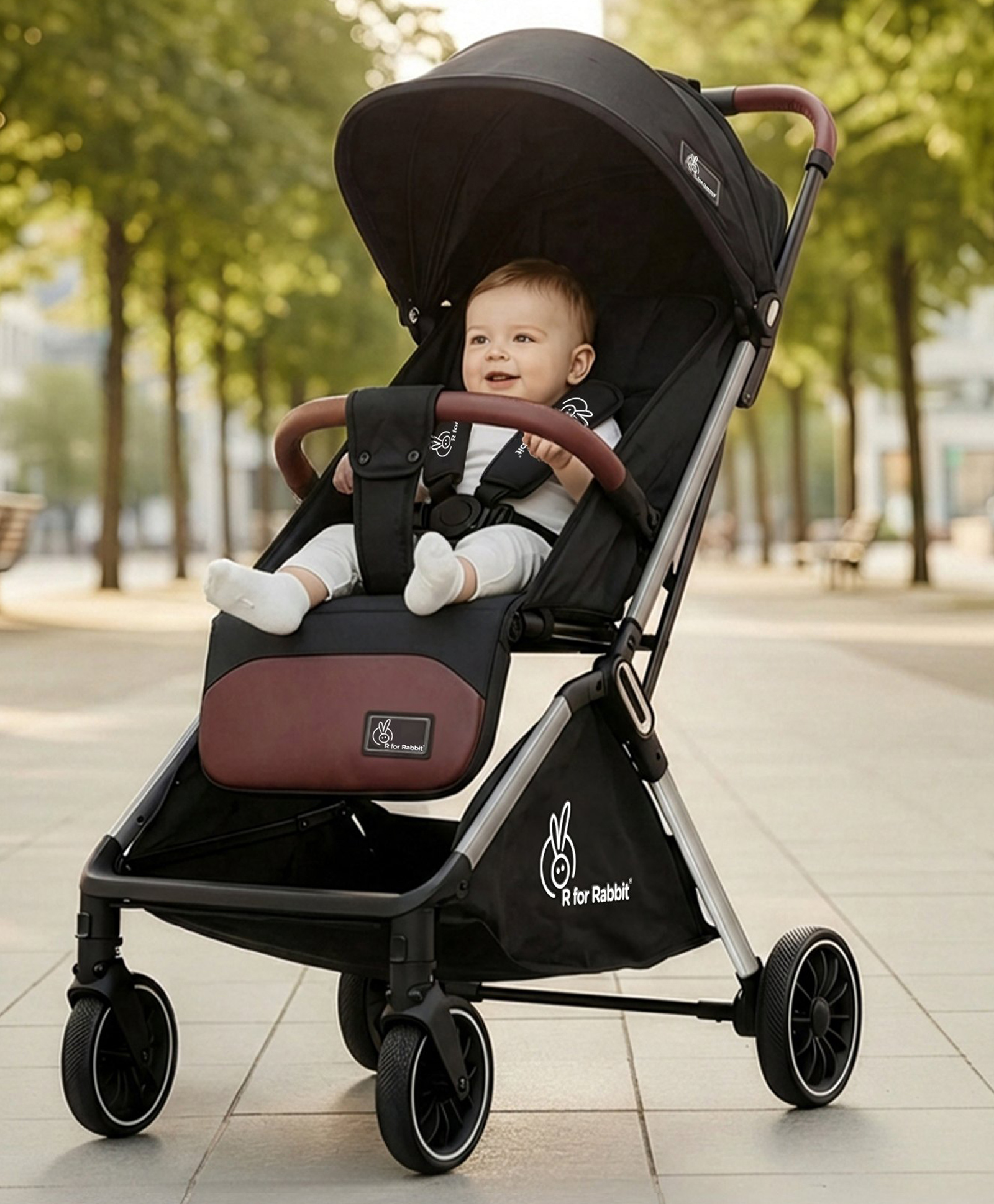 R for Rabbit Premium Design Street Smart Stylish Stroller & Pram With Auto Fold Mechanism- Black-picture-26