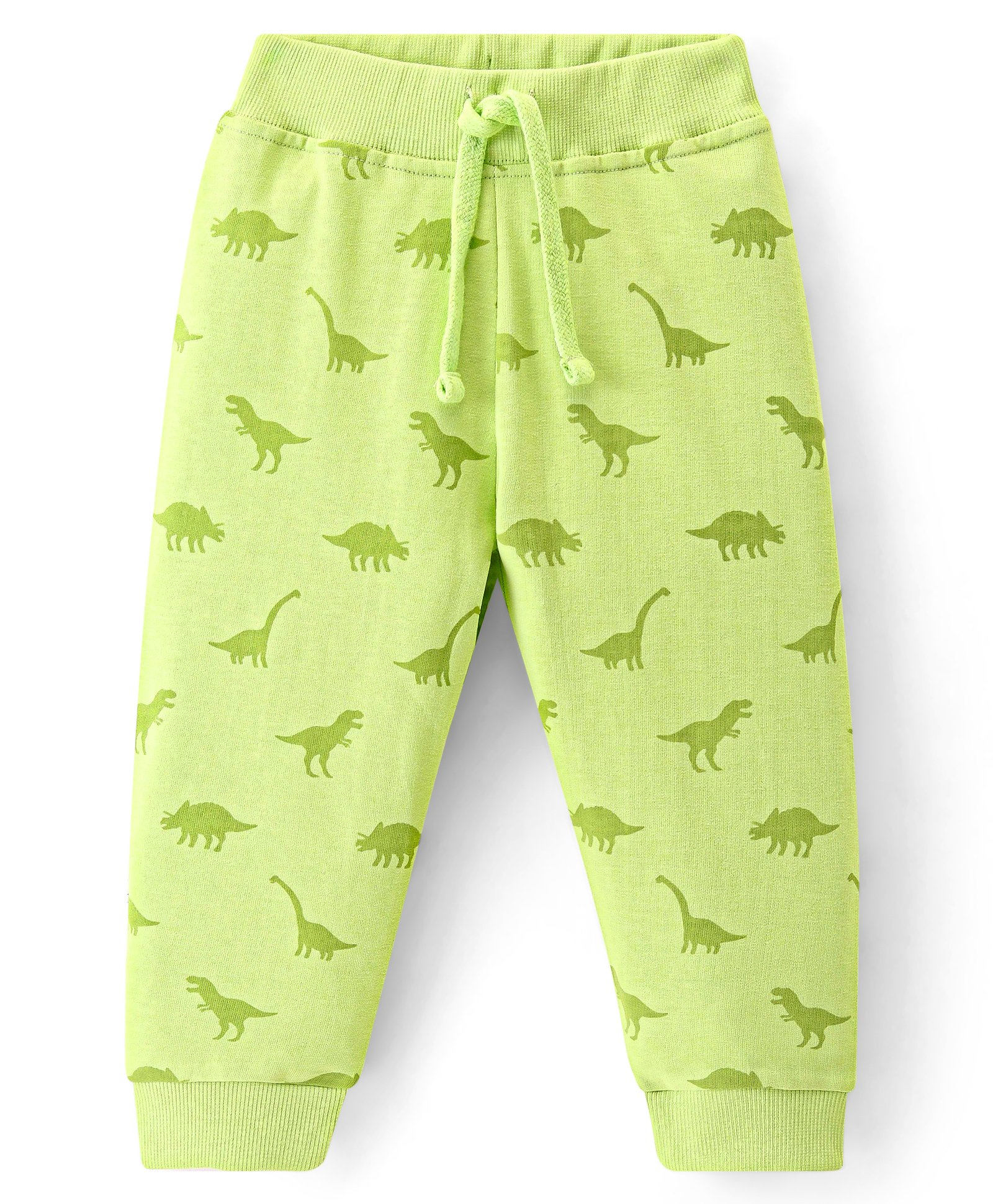 Babyhug Cotton Looper Knit Full Length Lounge  Pant Dino Print -  Green-picture-22