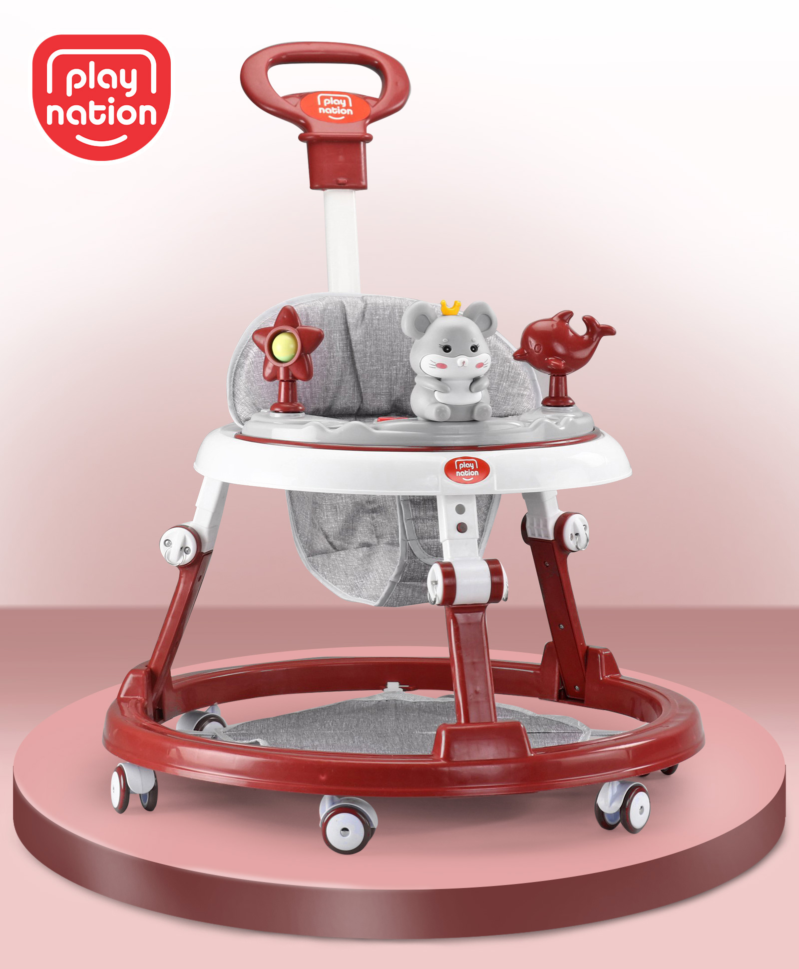 Play Nation Musical Baby Walker with Lights - Red-picture-43