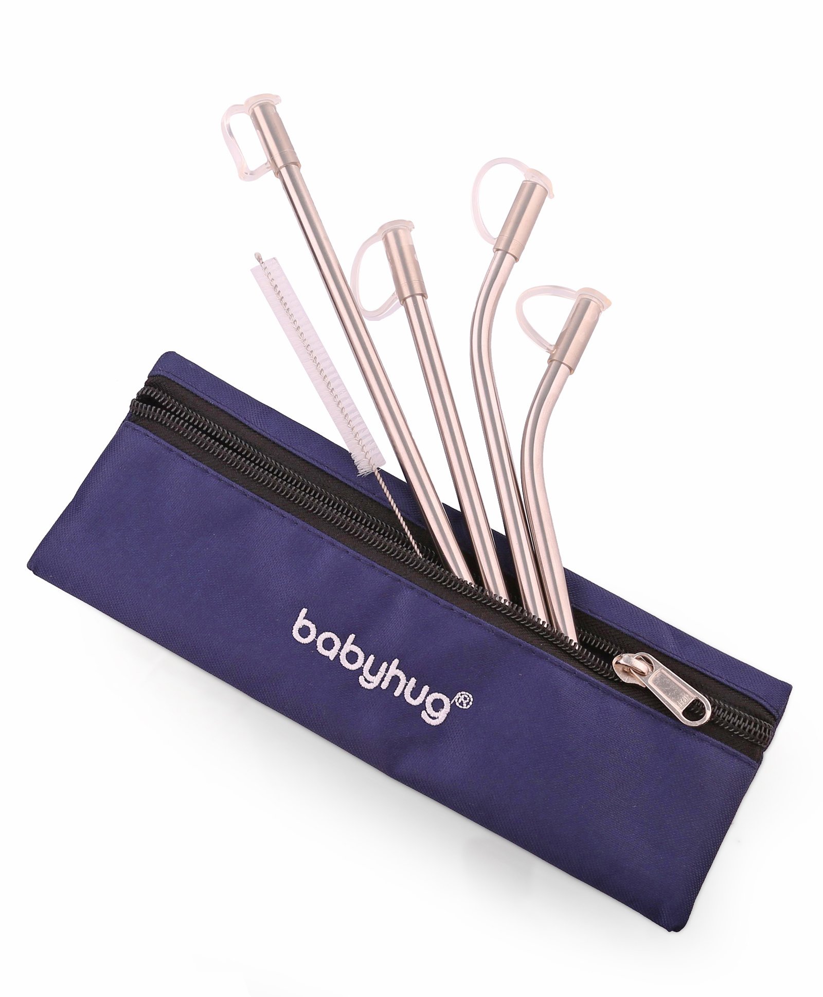 Babyhug Stainless Steel Straw Combo With Cover- Multicolor