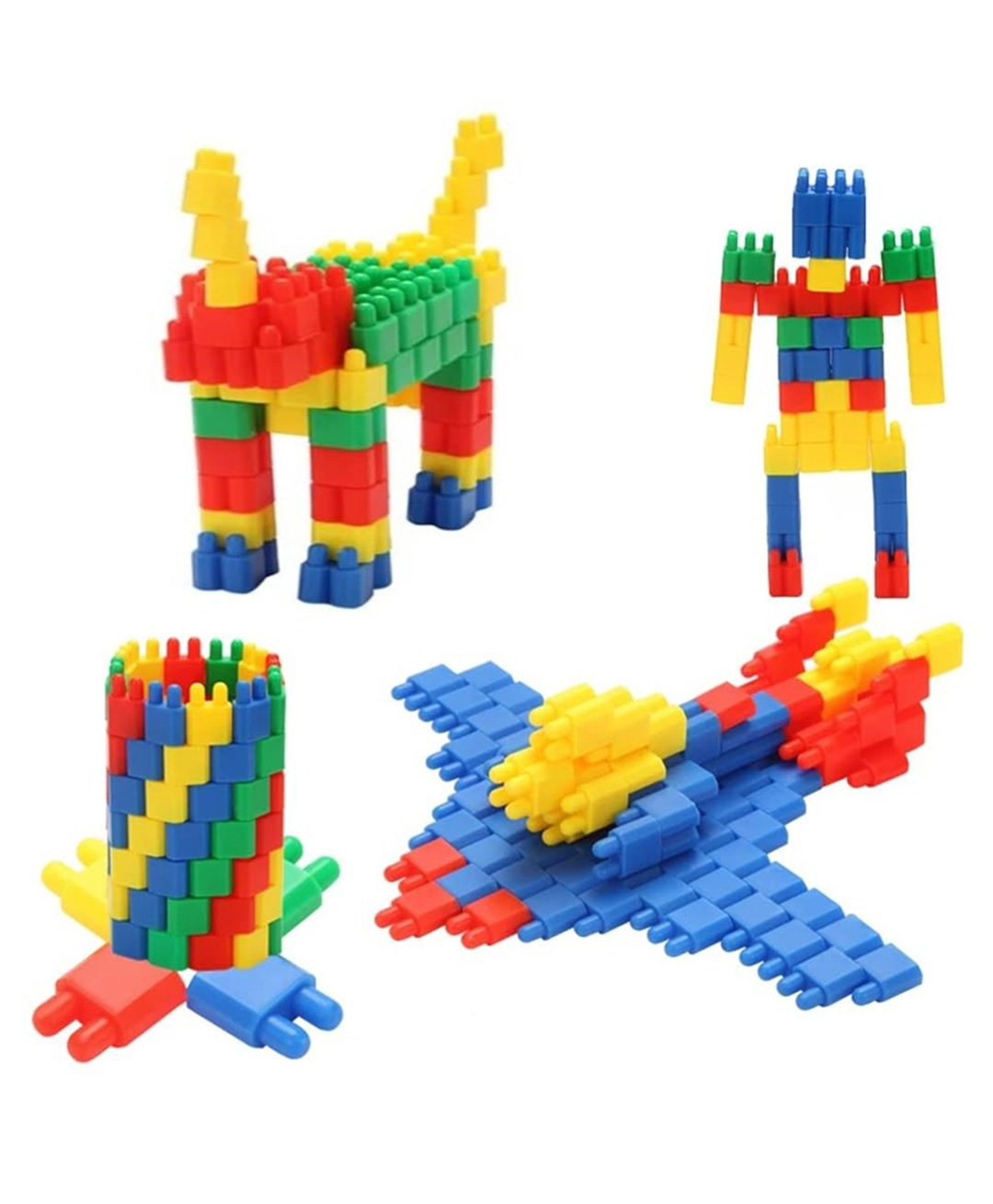 VGRASSP 180 Pcs Building Blocks Educational Game Toy For Kids Imagination And Creative Fun Learning Connector Colorful Blocks to Create Learn and Play - Color As Per Stock-image-22