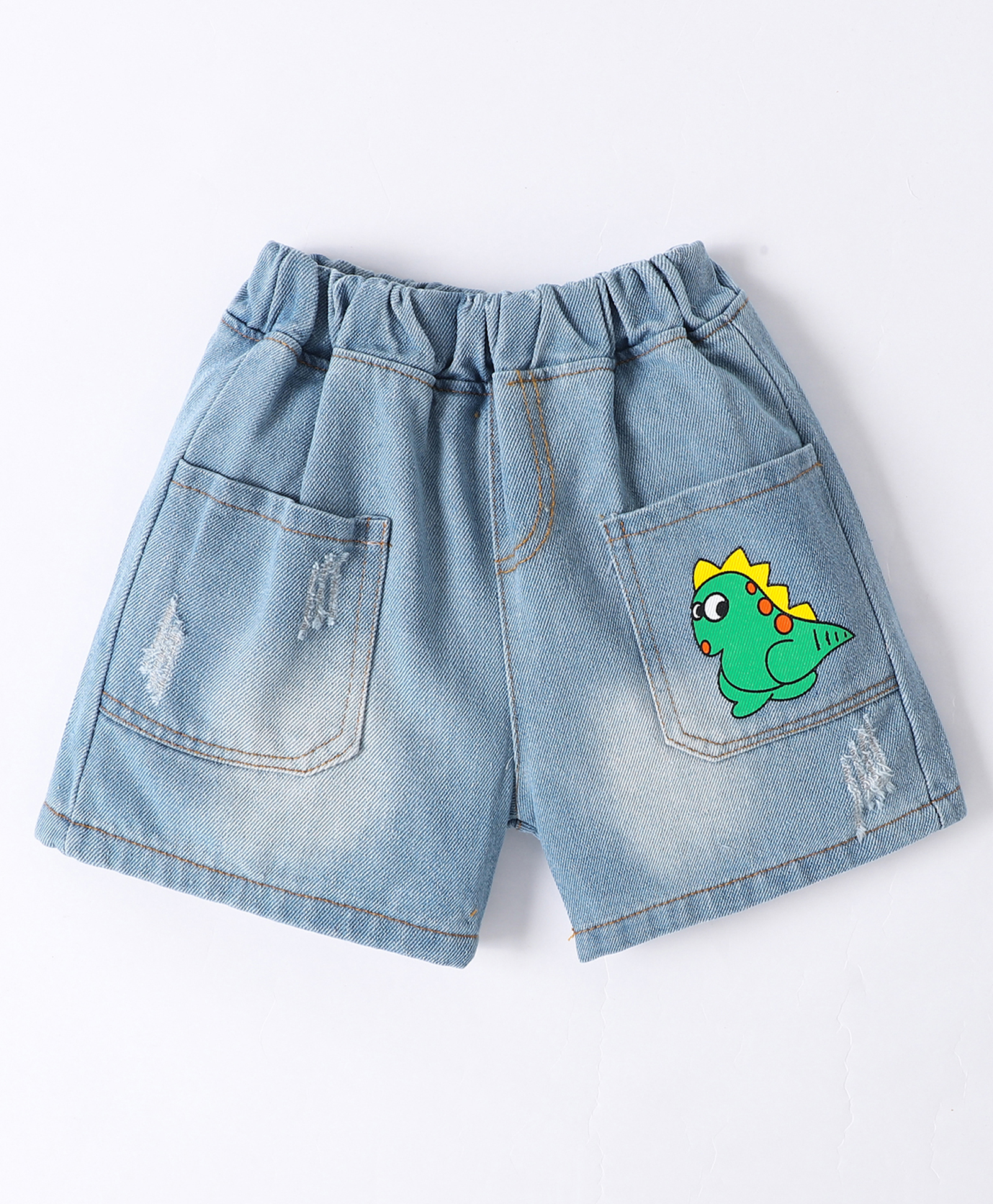 Kookie Kids Washed Shorts Dino Print - Blue-picture-19