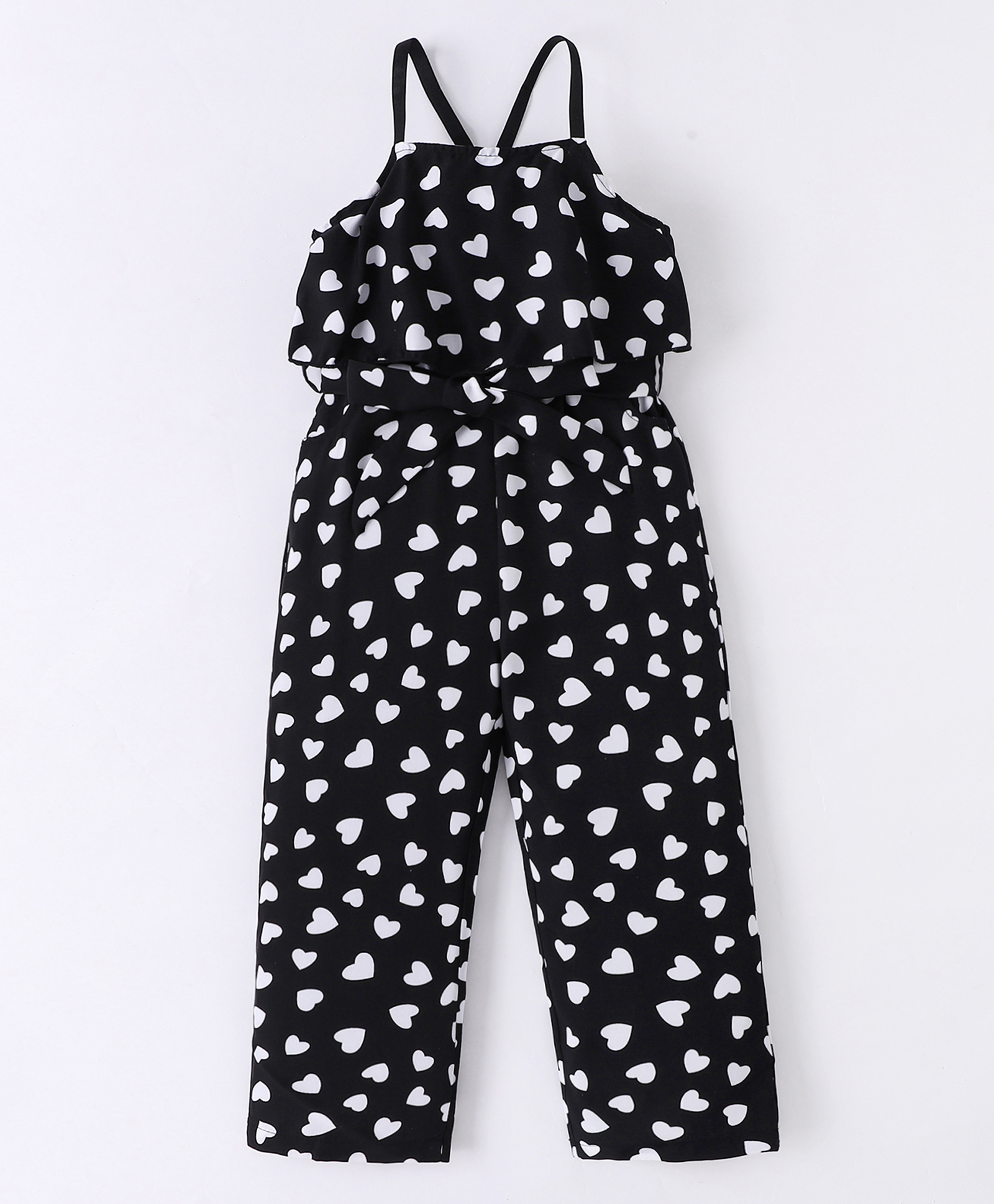 Kookie Kids Singlet Sleeves Jumpsuit With Heart Print - Black-picture-24