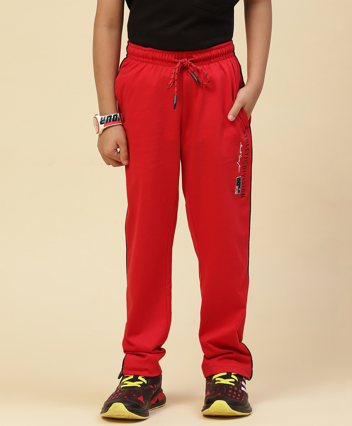 Monte Carlo Athletic Division Text Printed Track Pant - Red-picture-17