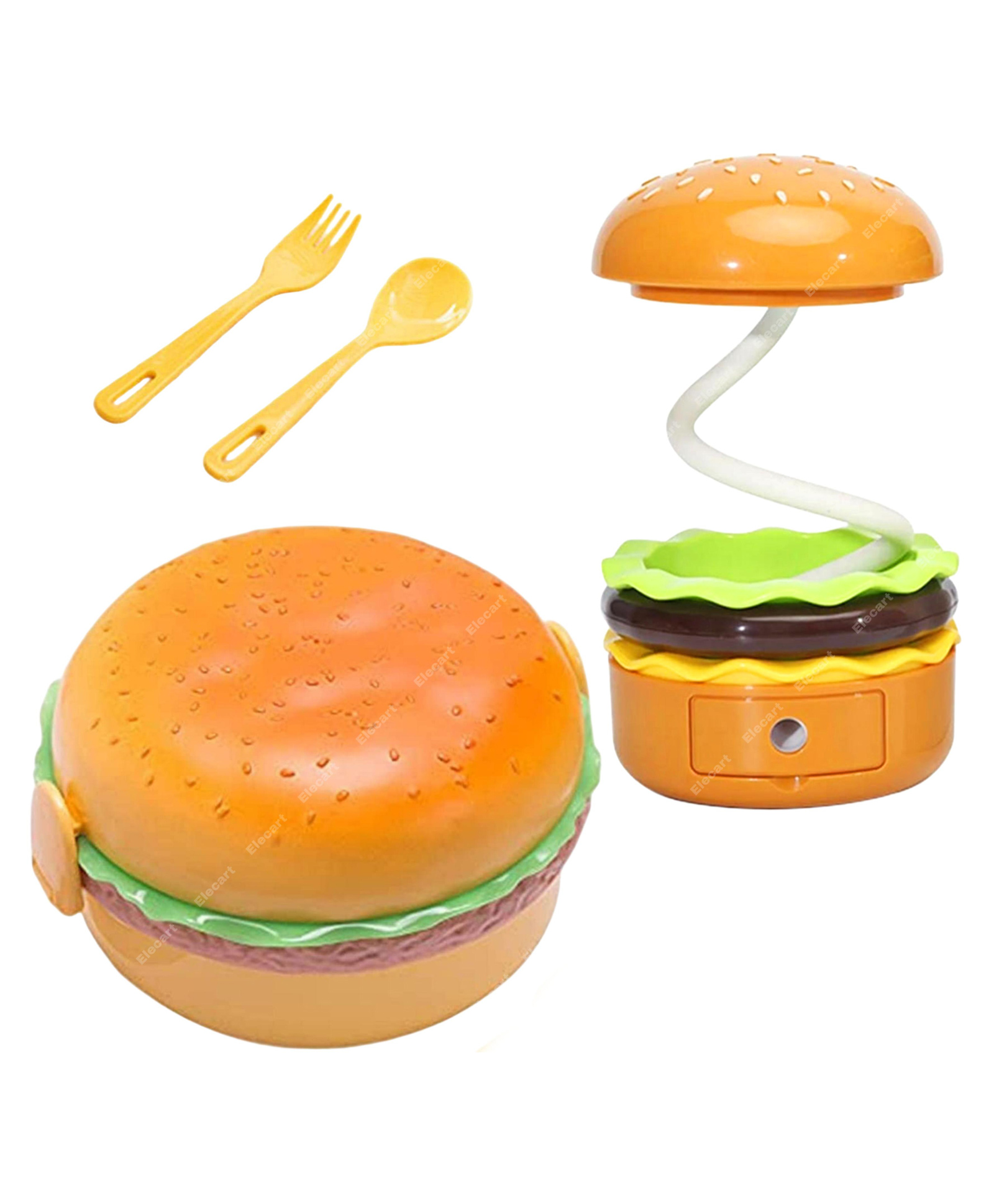 Elecart Burger Shape Lunch Box, Combo Set - Tiffin/Lunch Box with LED Burger Style Table Lamp Rechargeable, Return Gifts for Kids-image-8