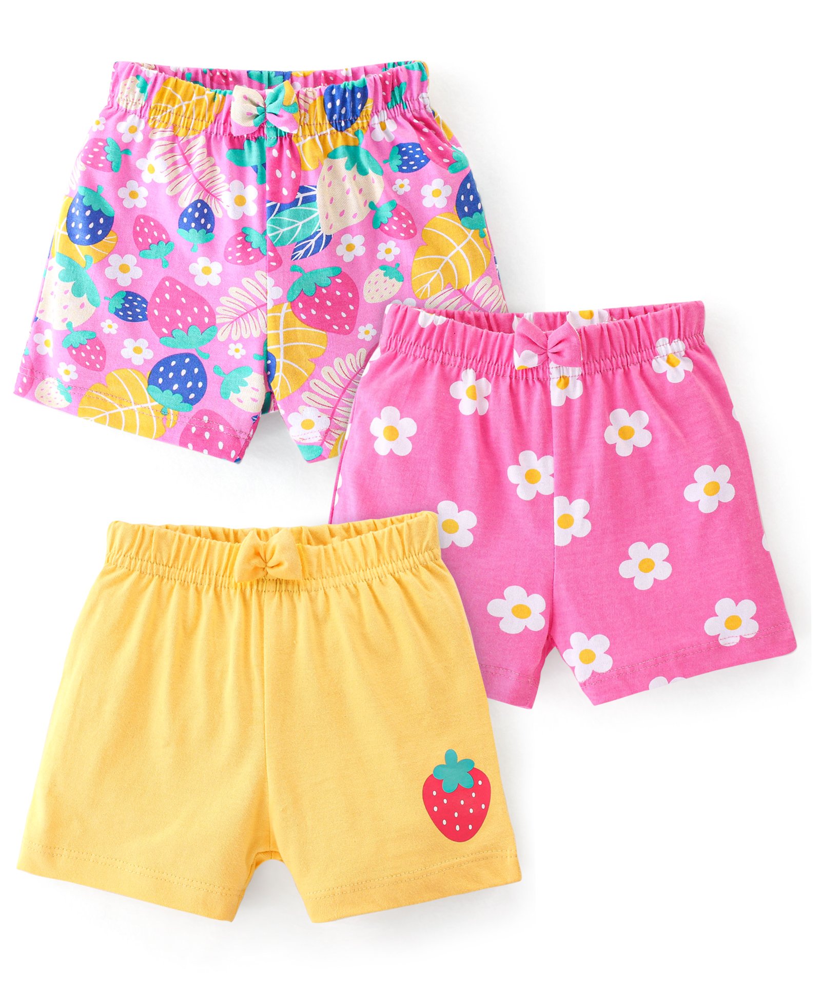 Babyhug Cotton  Knit Shorts Floral Print Pack of 3 - Multicolor-picture-17