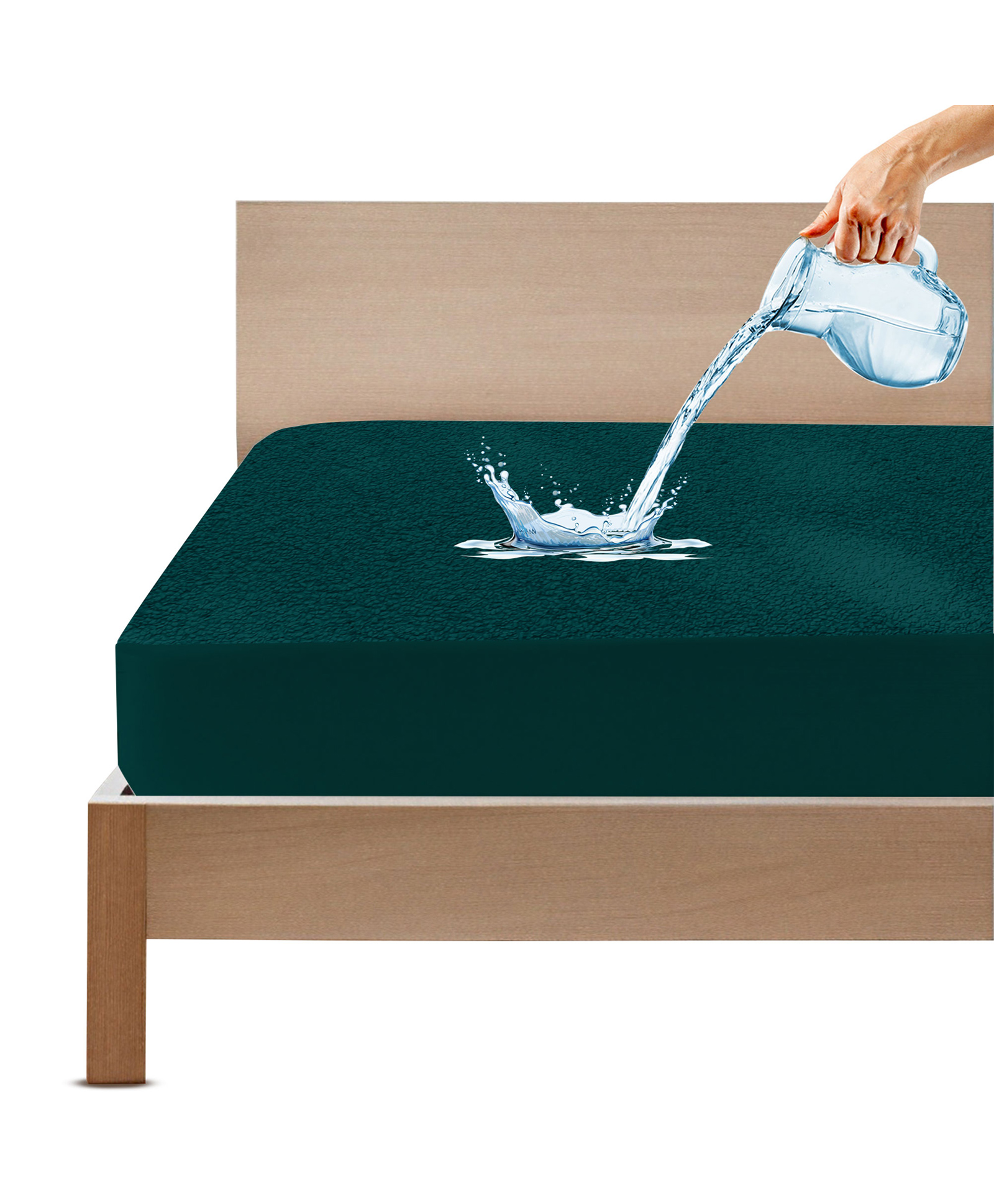 GADDA CO Terry Cotton Water Resistant Fitted Queen Size Mattress Protector- Peacock blue-picture-12