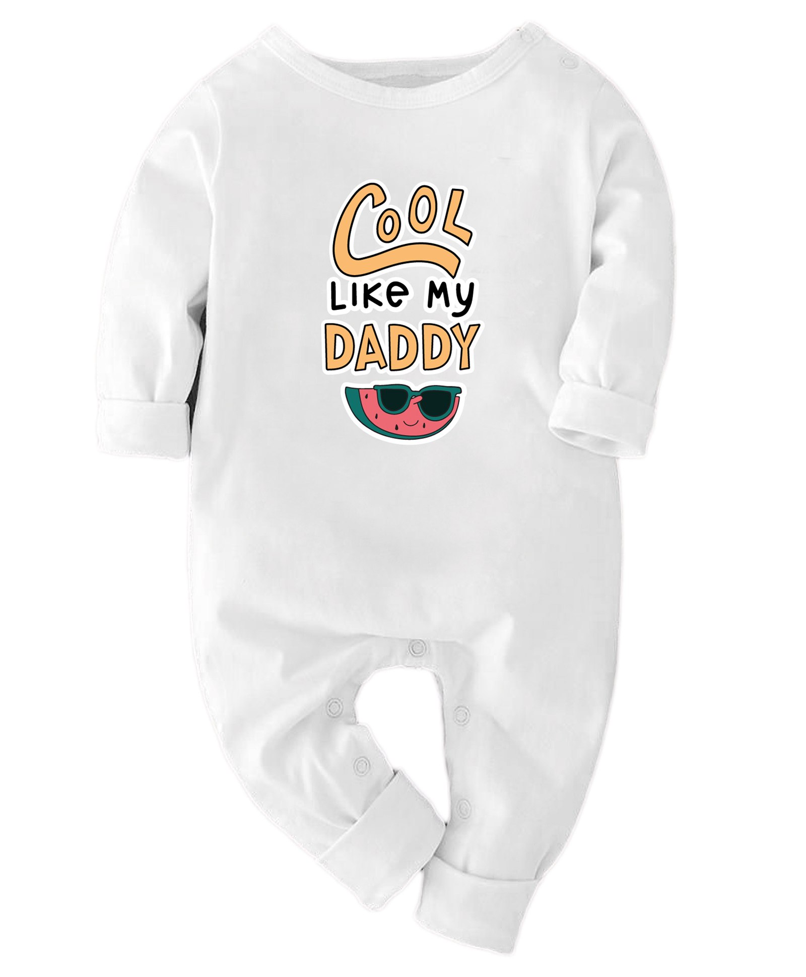 Zeezeezoo Full Sleeves Family Theme Cool Like My Dad Printed Romper - White-picture-16