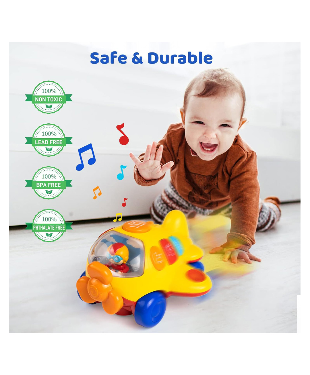 Sanjary BO Cartoon Airplane Toys with Music and Light Bump and Go for kids -Color May Vary-picture-19