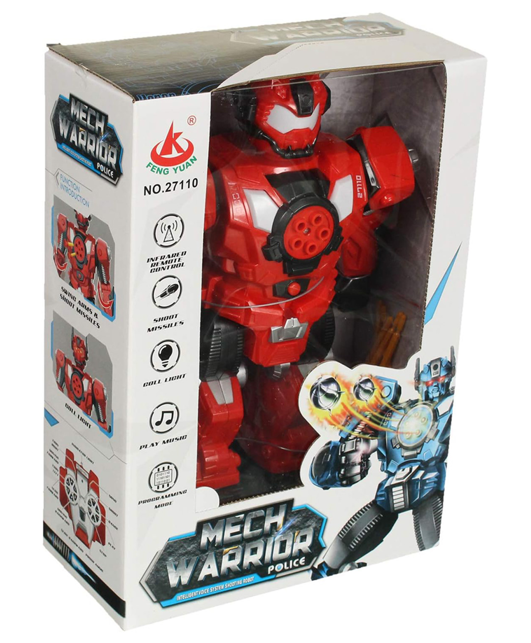 Sanjary Remote Control  Mech Warrior Police Intelligent Voice System Shooting Robot for kids - Color May Vary-image-4