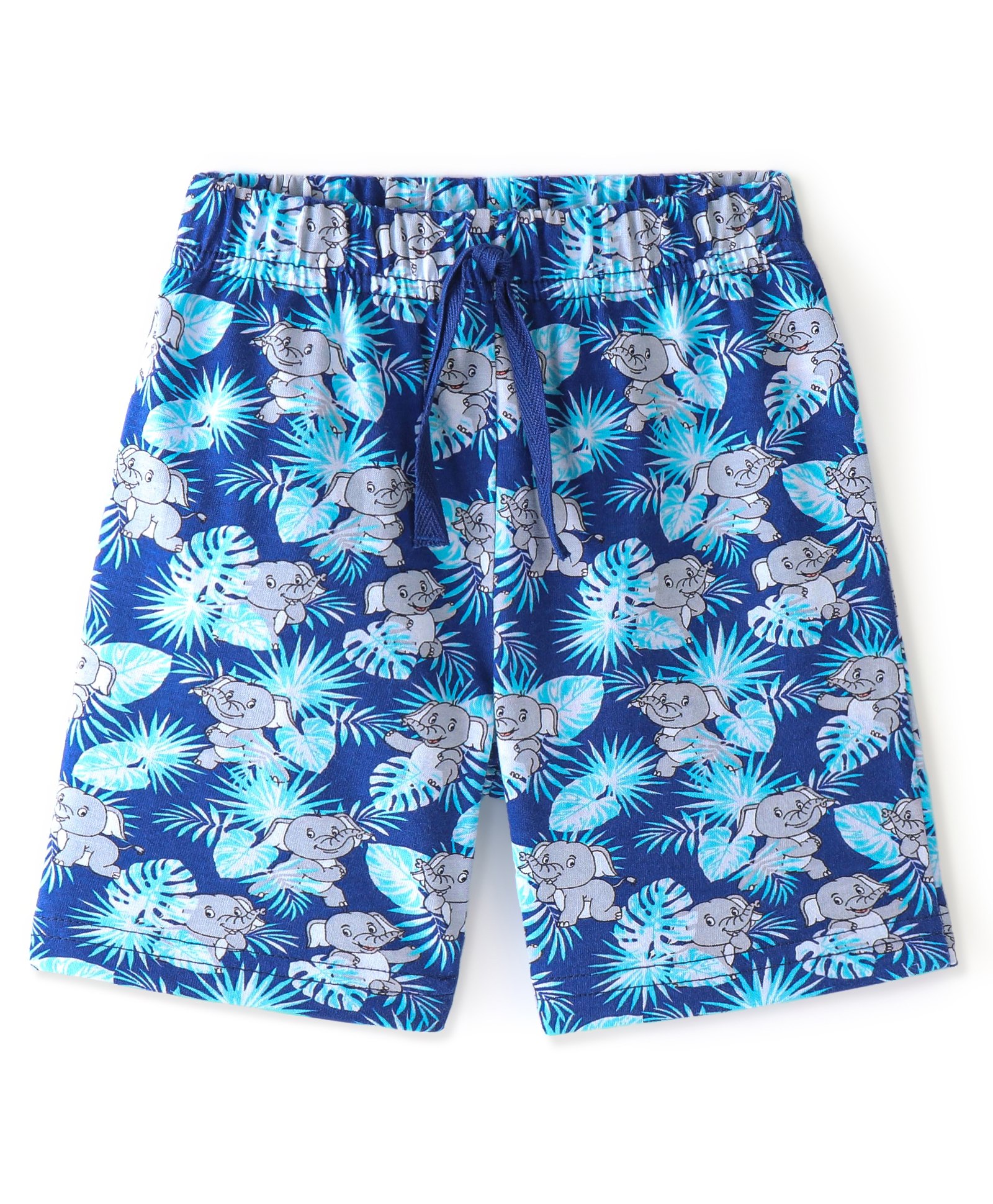 Babyhug Cotton Knit Shorts Elephant Printed - Navy Blue-image-49