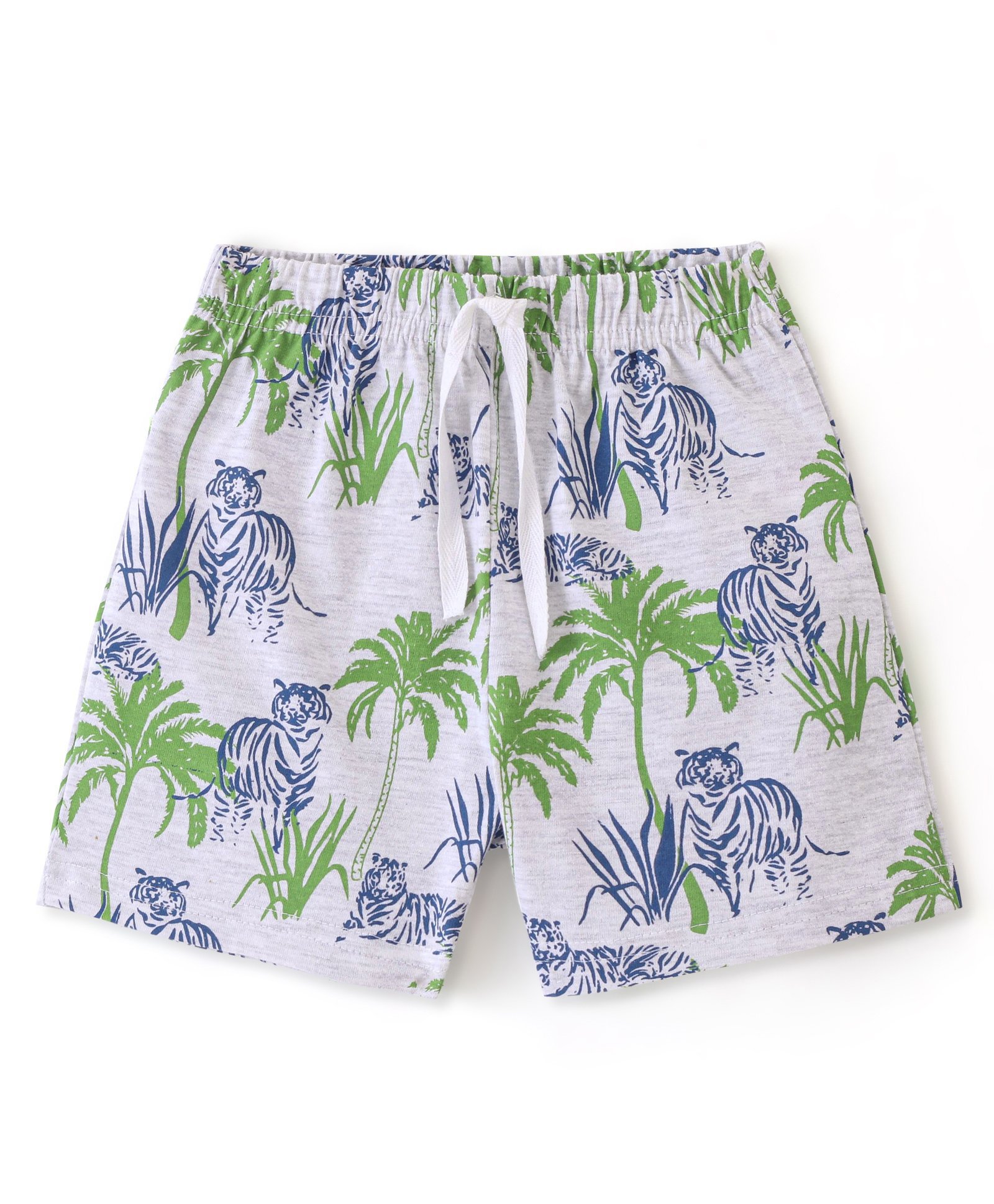 Babyhug Cotton Knit Single Jersey Shorts With Toucan Print - White & Blue-image-43