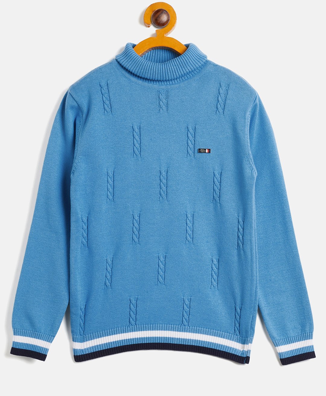RVK Full Sleeves Self Design Acrylic Sweater - Blue-picture-47