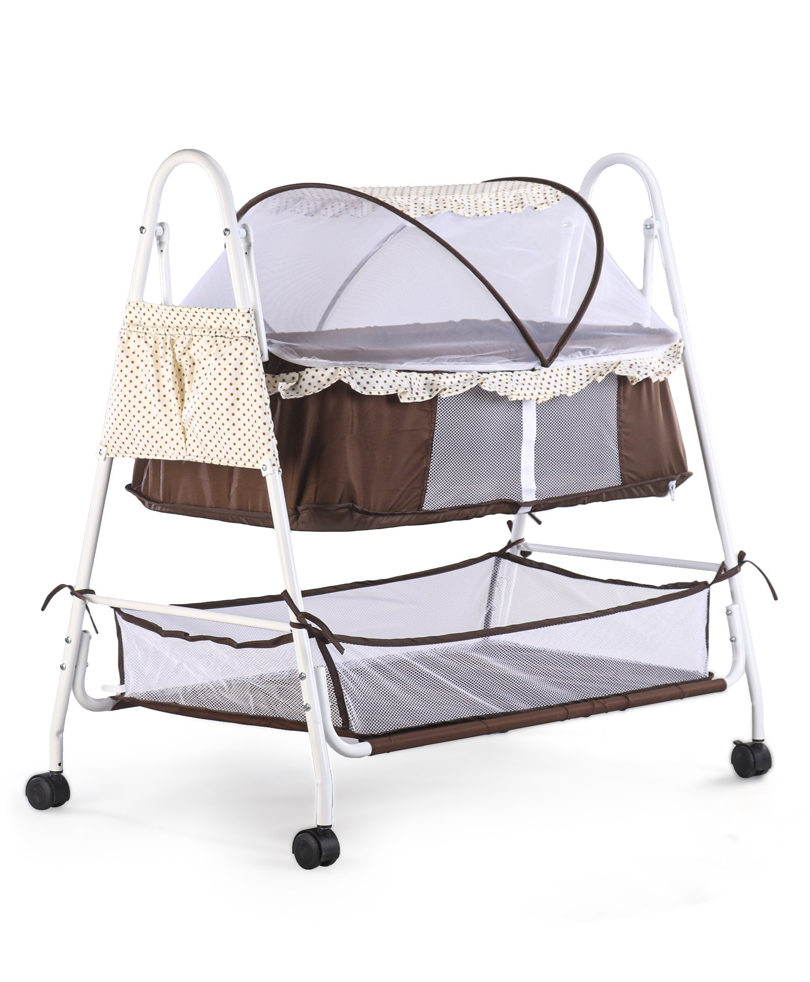 fab n funky Cradle cum Bassinet with Swing Lock Mosquito Net & Storage - Brown-picture-10