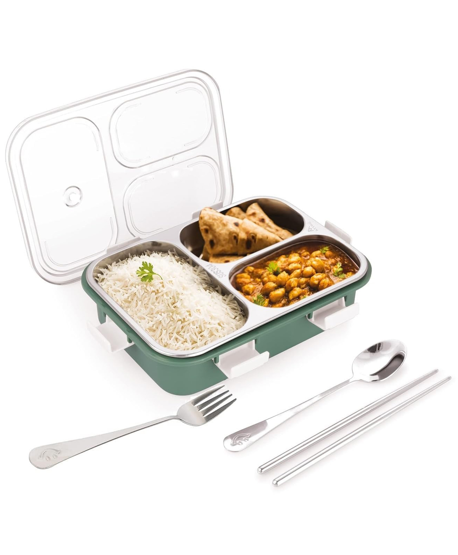 Luvlittle  3 Compartment Stainless Steel Insulated Lunch Box for Kids, Boys and Girls Perfect Tiffin Box for School & Office Men and Women -COLOR MAY VARY (Pack of 1)-picture-25