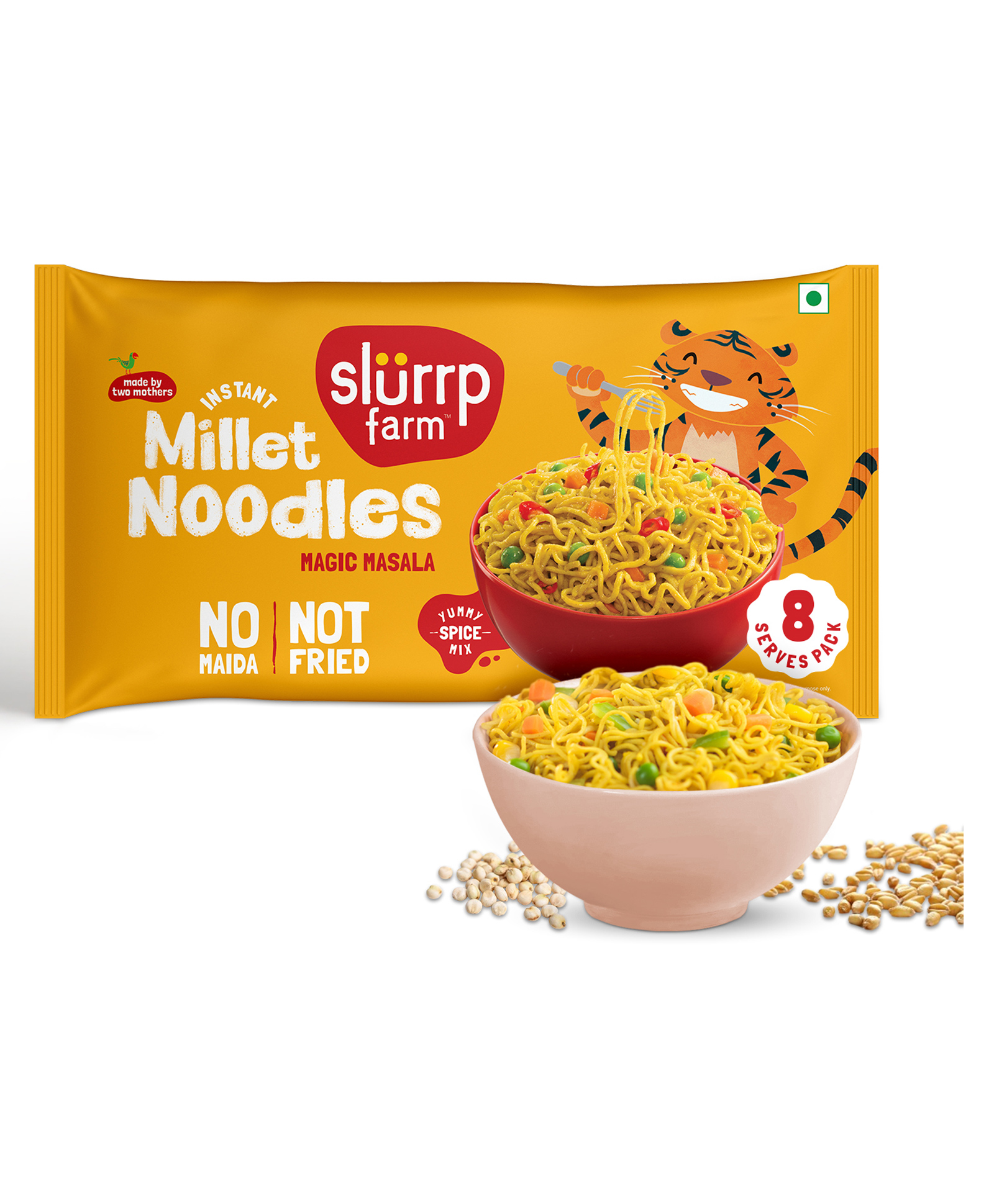 Slurrp Farm No MSG Not Fried Instant Noodles Magic Masala Not Fried Millet Noodles - 4 X 57 g-image-48