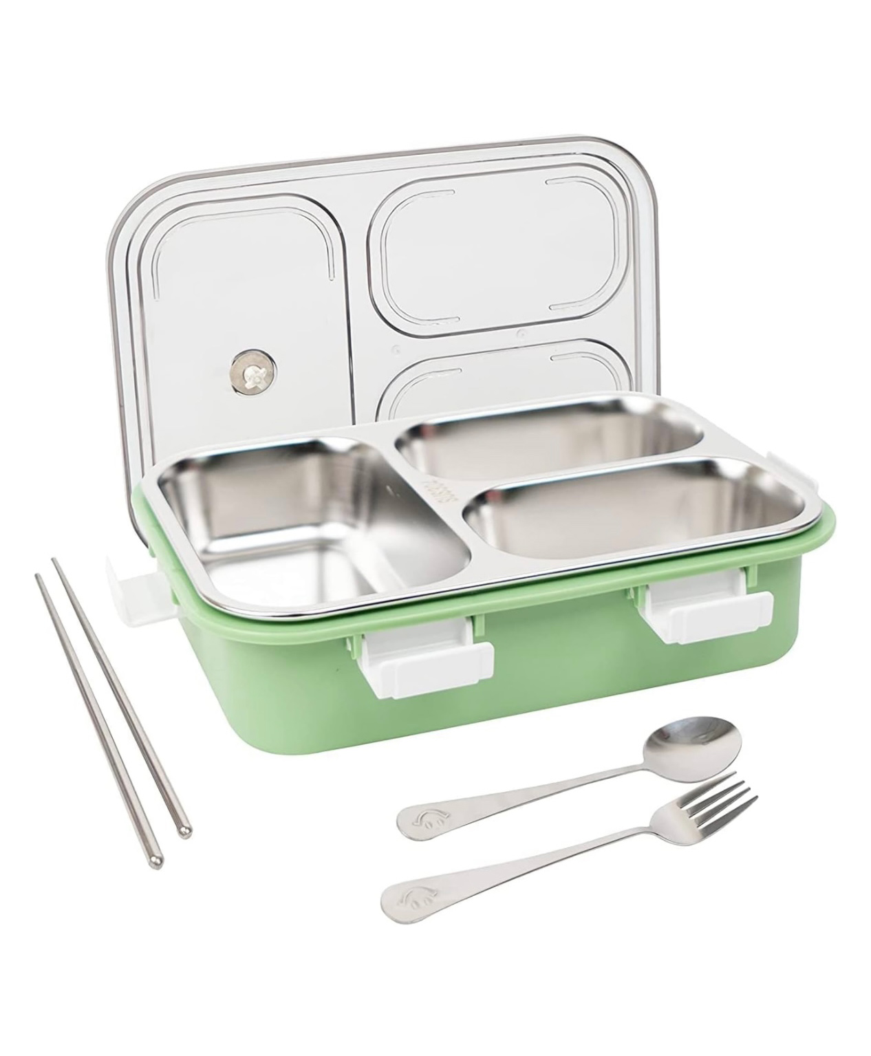 ARCADE TOYS 3 Grid Insulated Stainless Steel Lunch Box - Green-picture-1