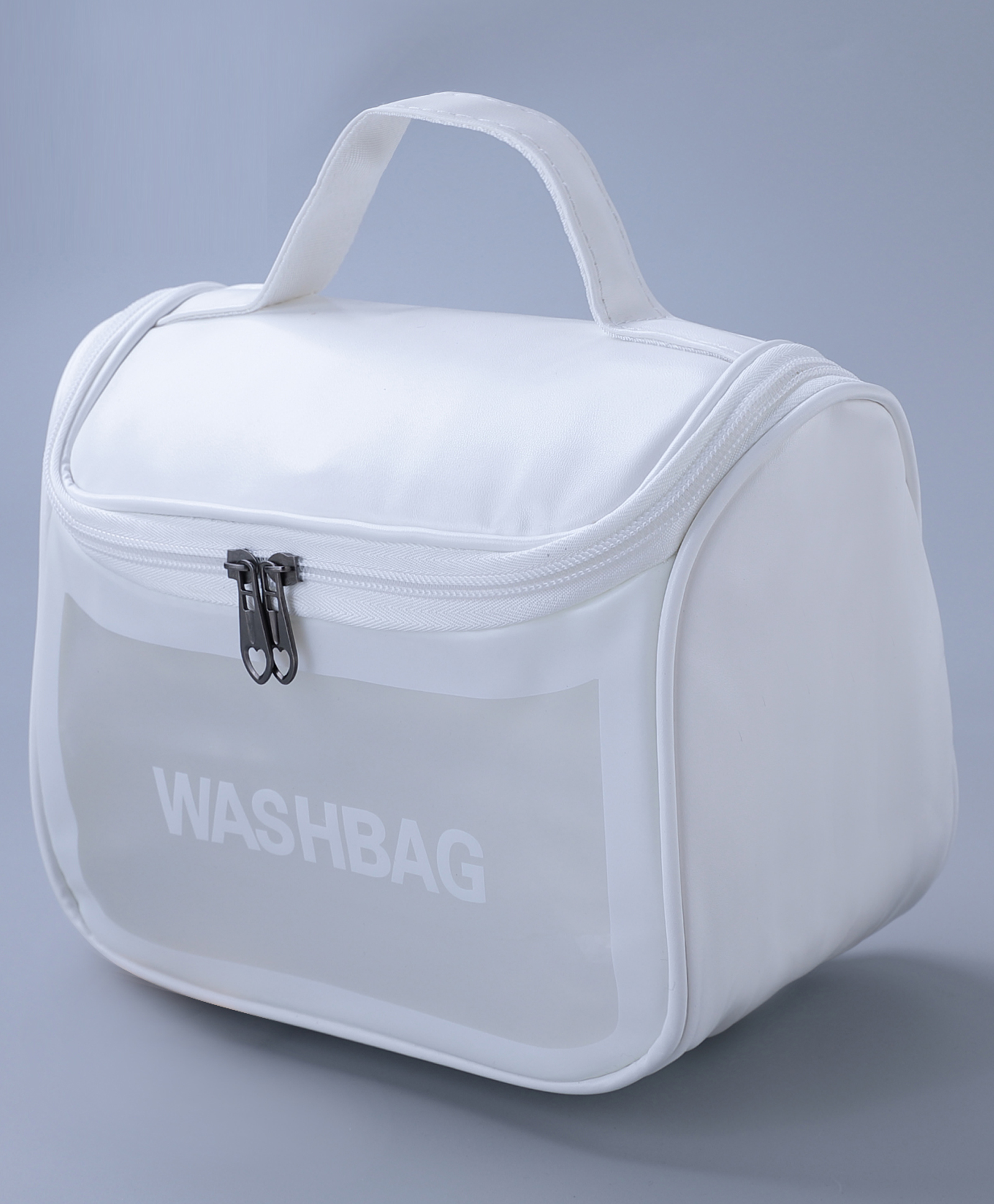 Portable Multifunctional Travel Toiletry Bag with Strap Handle - White