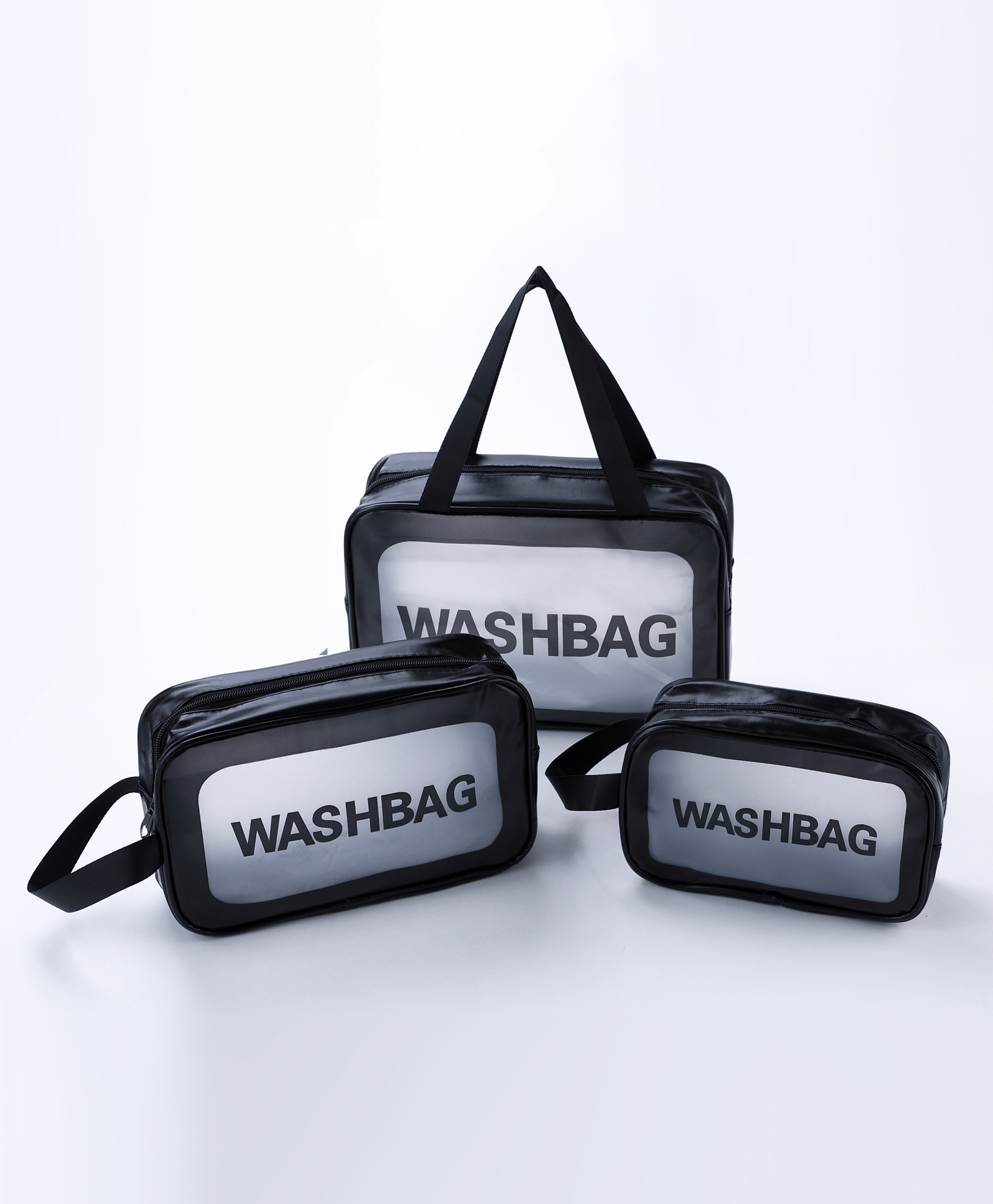 Multifunctional Portable Travel Toiletry Bag with Straps Pack of 3 - Black