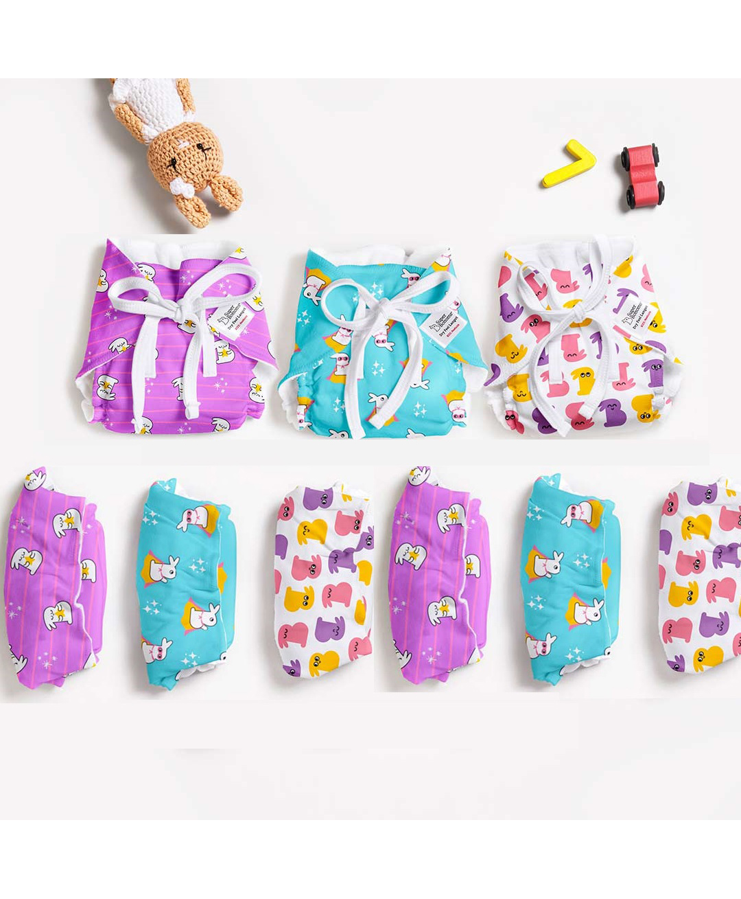 SuperBottoms DryFeel Langot for New Born Baby  Fully Waterproof  100% Cotton  Large  Pack of 9