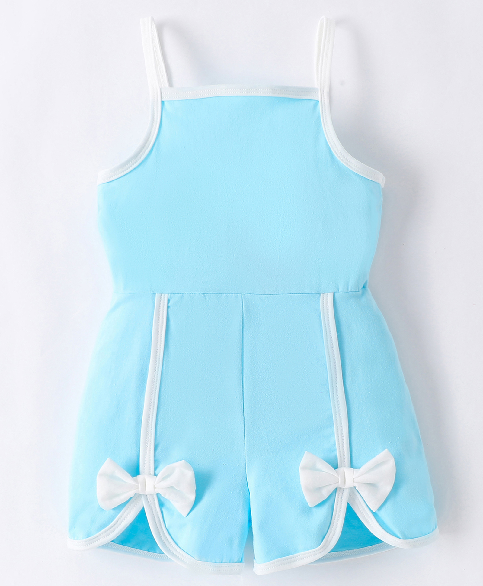 Kookie Kids Sleeveless Jumpsuit  With Bow Applique- Blue-picture-13