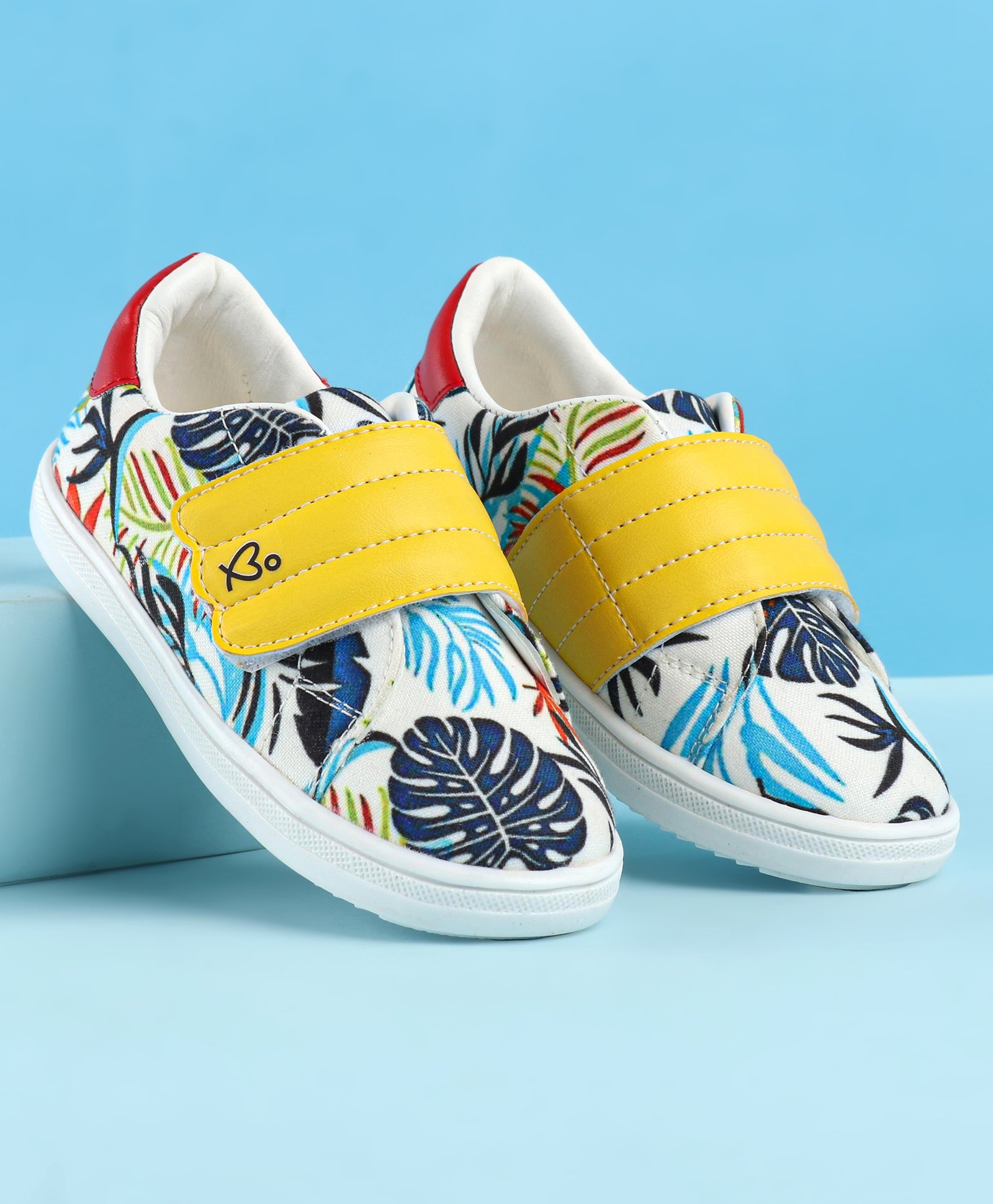 Babyoye Velcro Closure Casual Shoes with Leaf Print - Multicolor-image-25