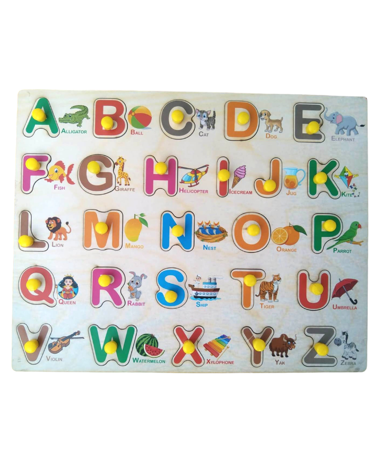Wooden Puzzle with Knobs Educational and Learning Toy English Alphabet-image-22
