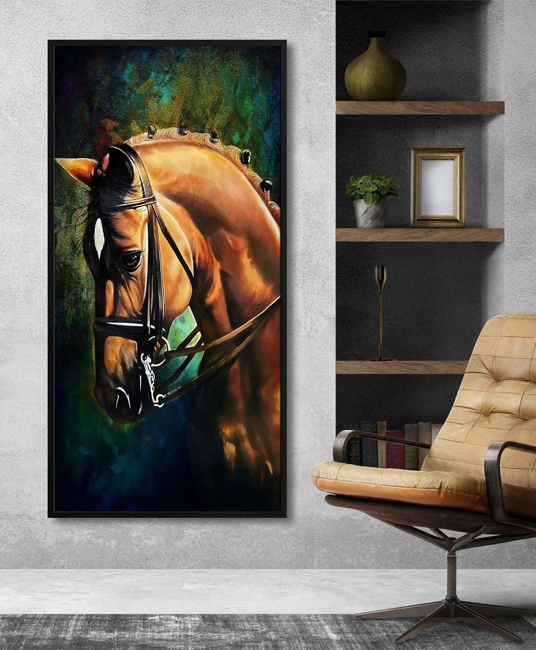 999Store Brown Horse Face Modern Art Canvas Long Big Painting For Wall Decoration-image-45