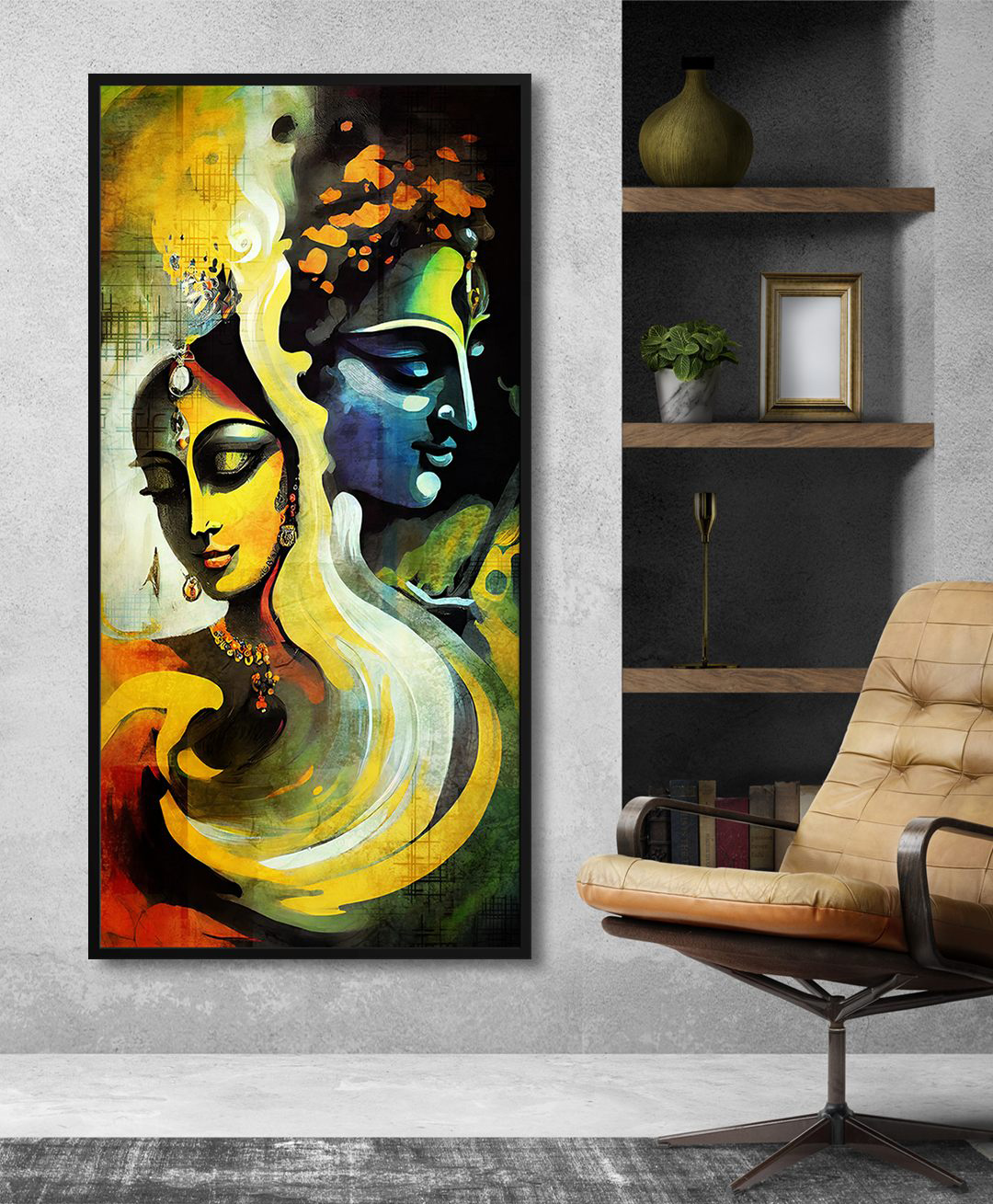 999Store Lord Shiv With Parvati Face Modern Art Long Big Canvas Wall Painting-image-11