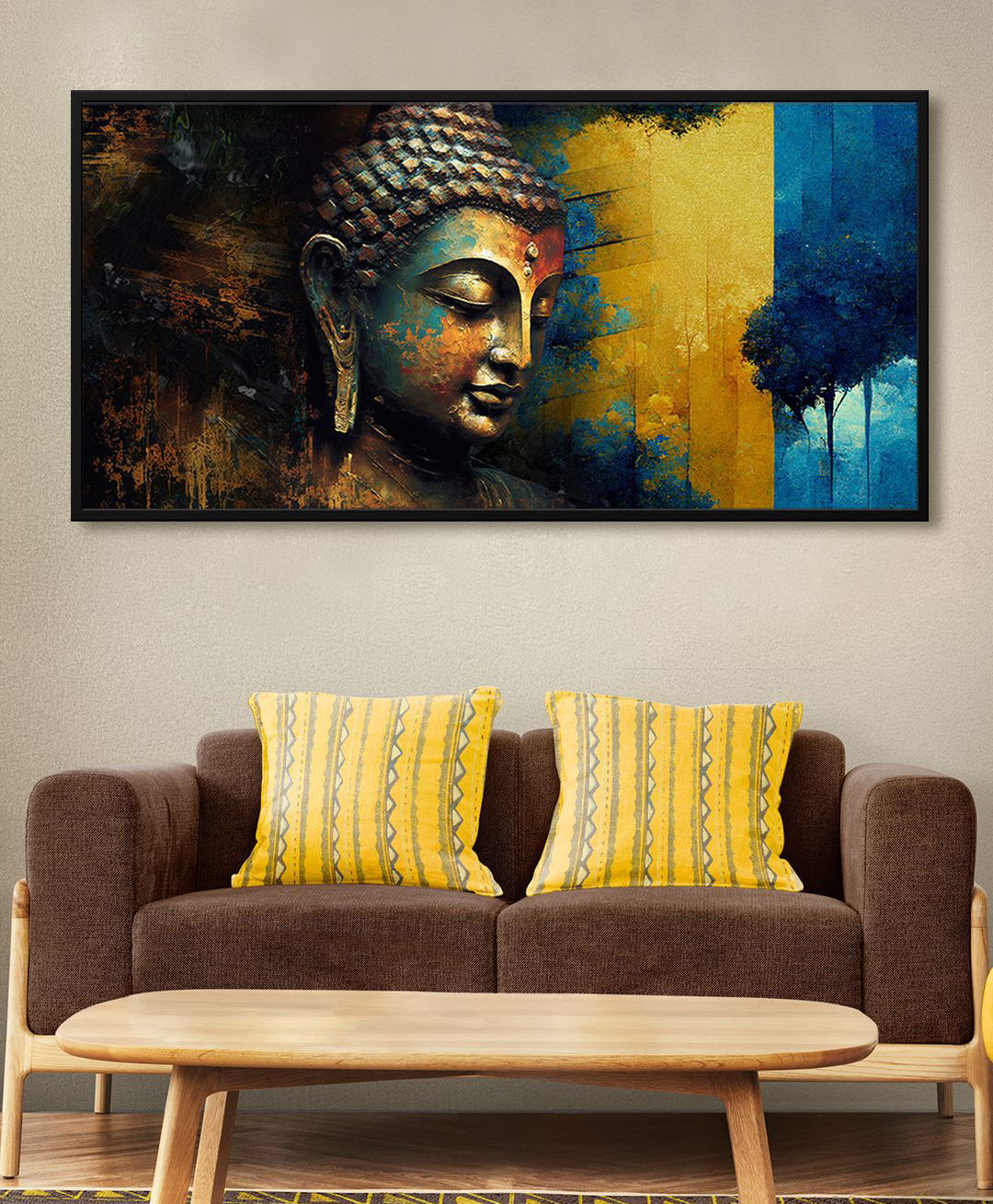 999Store Lord Buddha Face Art Multi Color Modern Art Long Big Canvas Wall Painting-image-18