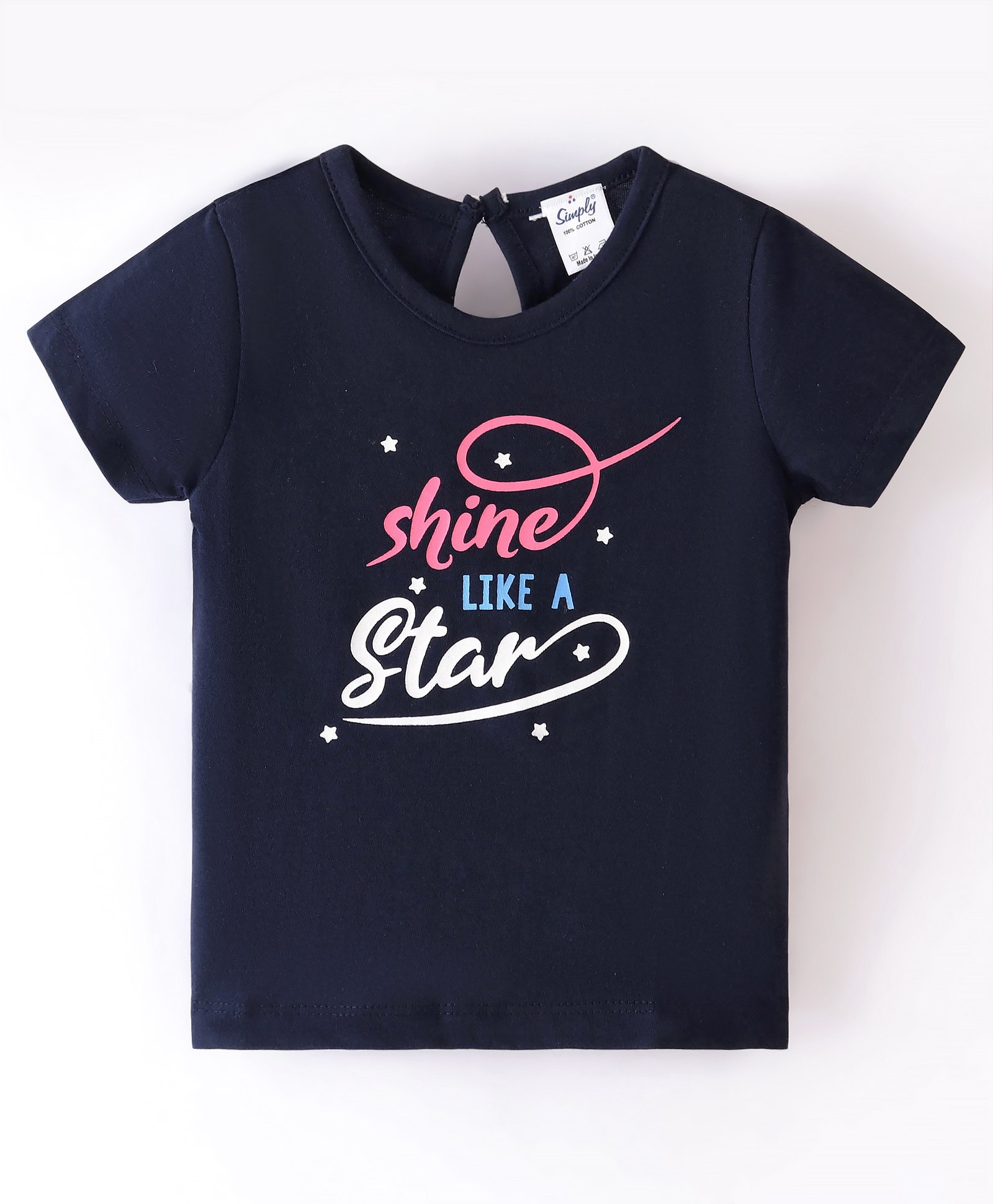 Simply Sinker Knit Half Sleeves Top with Text Print - Navy Blue-picture-11