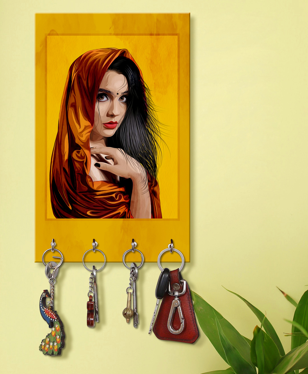 999Store Stylish Wood Wall Mount Decorative Key Holder - Women Face-picture-13