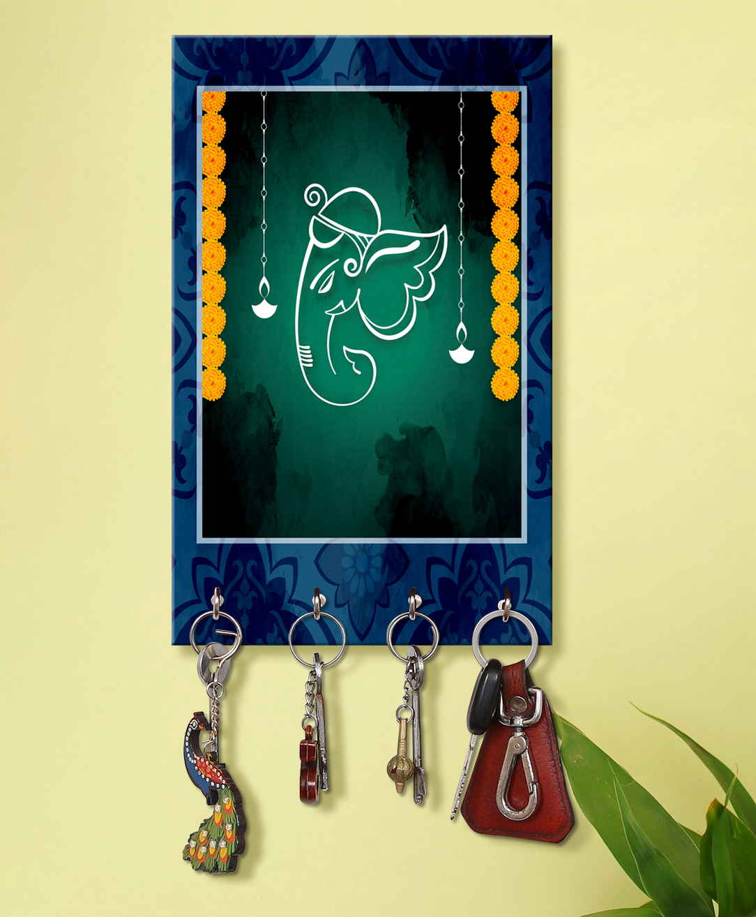 999Store Stylish Wood Wall Mount Decorative Key Holder - Ganesha Face-picture-17