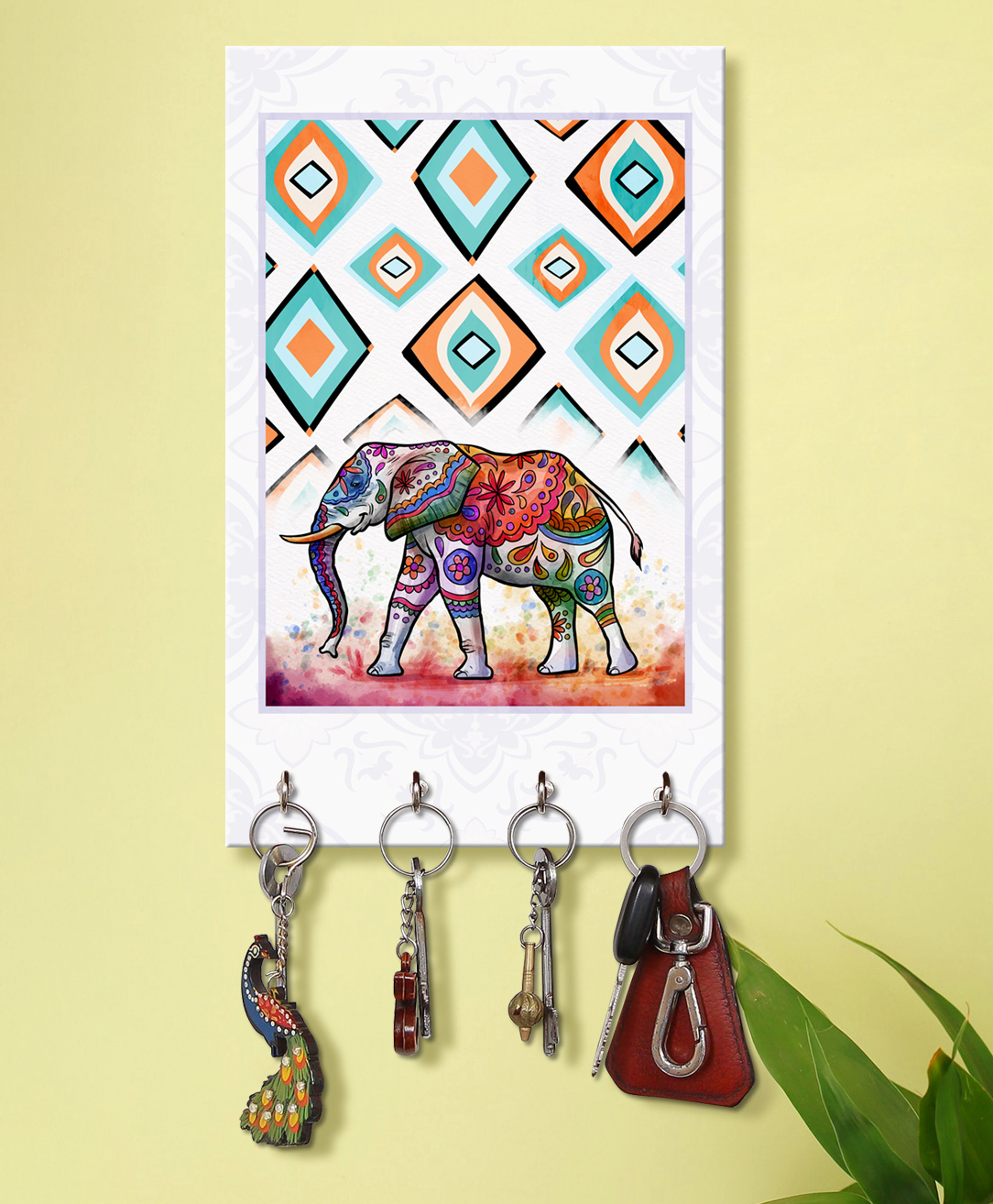 999Store Stylish Wood Wall Mount Decorative Key Holder - Decorative Elephant-picture-13