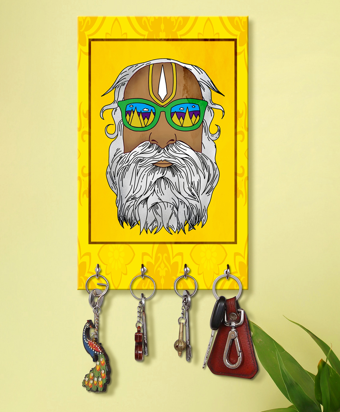 999Store Stylish Wood Wall Mount Decorative Key Holder - Old Baba With White Hair And Beard-picture-23