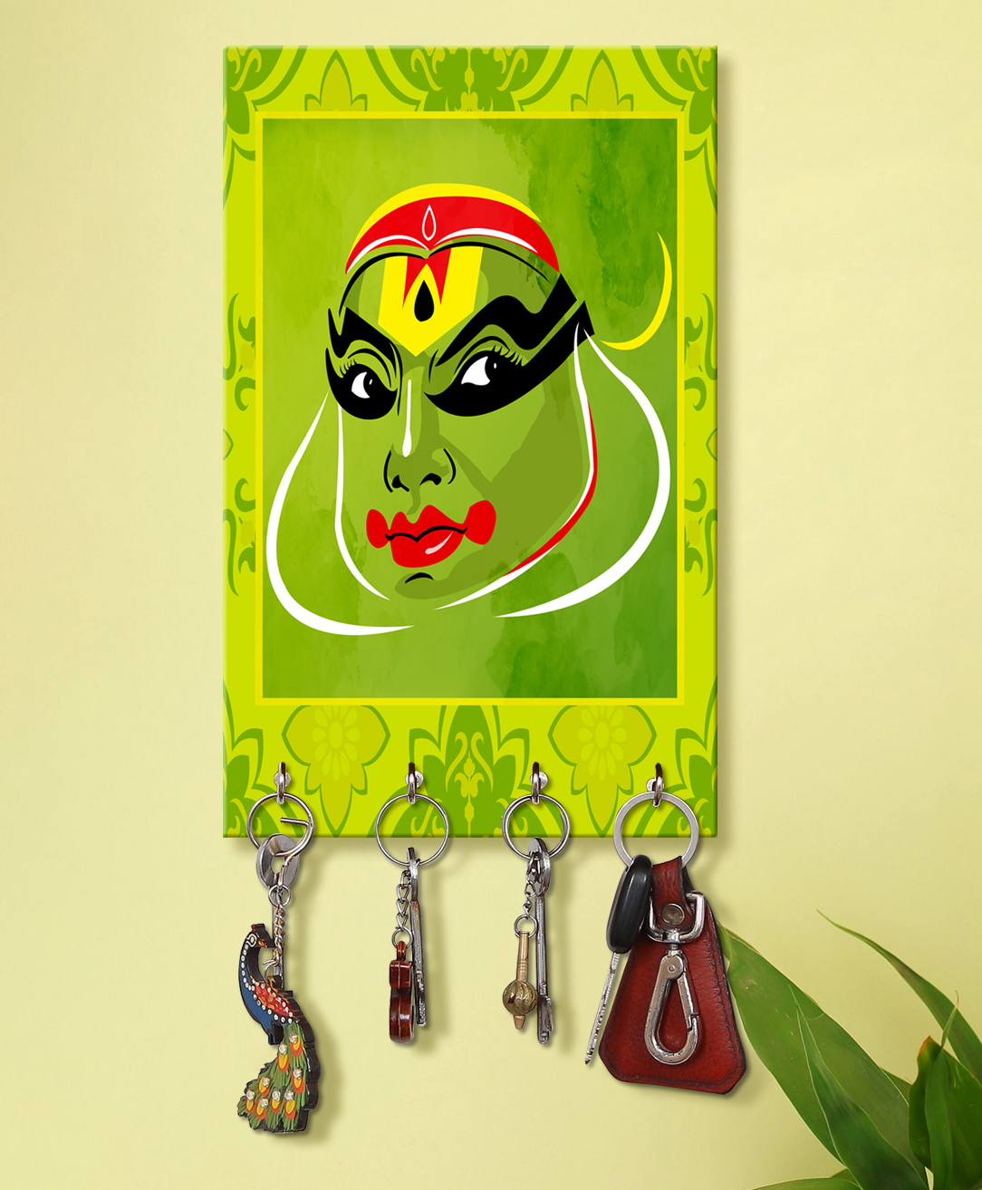 999Store Stylish Wood Wall Mount Decorative Key Holder - Kathakali face-picture-25