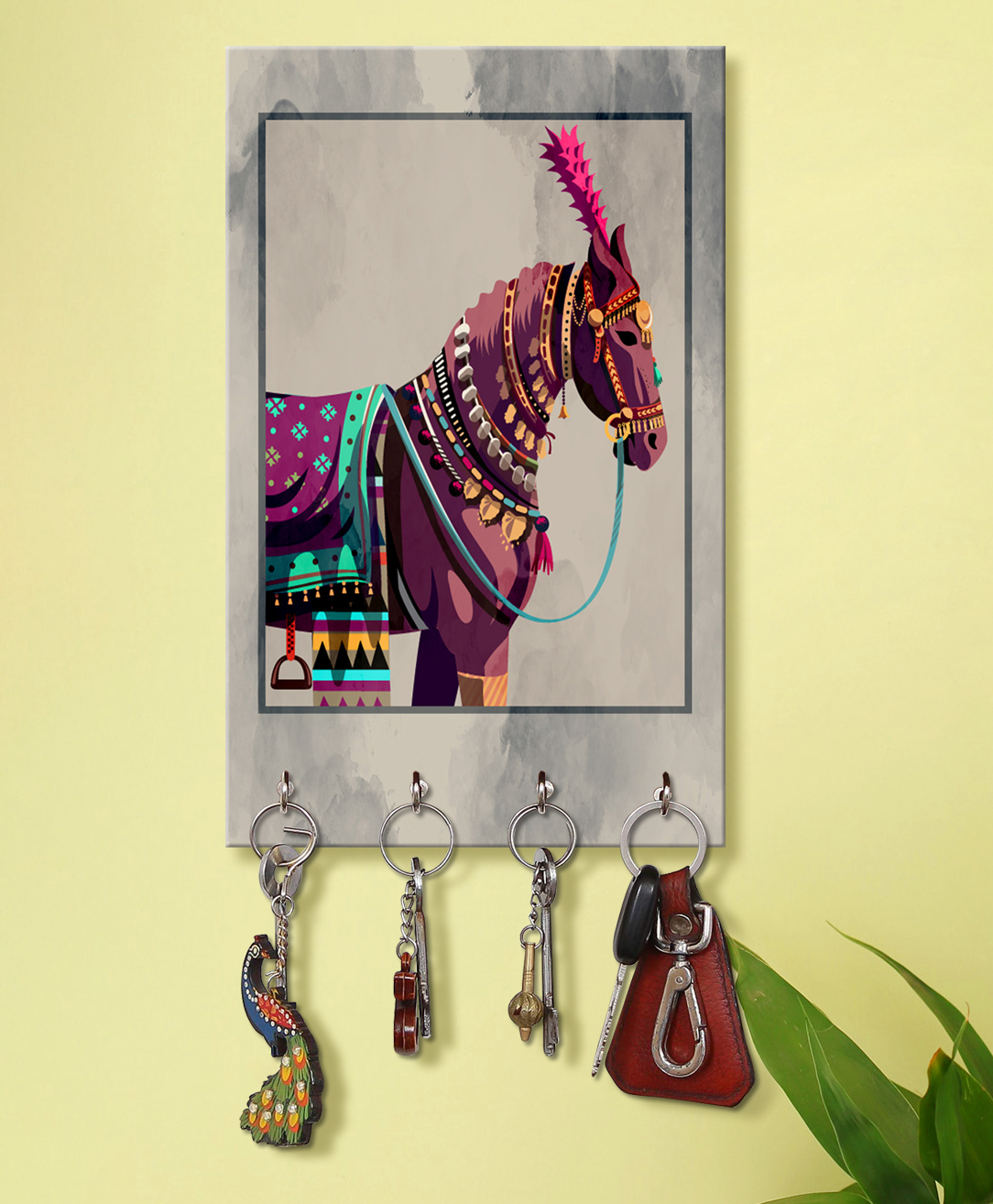 999Store Stylish Wood Wall Mount Decorative Key Holder - Decorative Horse-picture-22