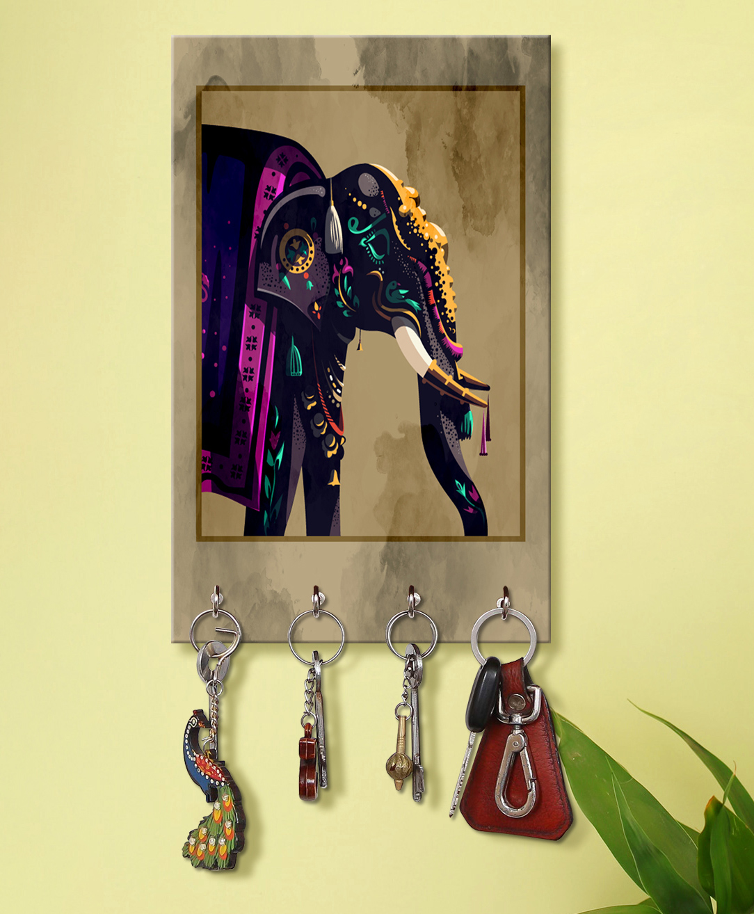 999Store Stylish Wood Wall Mount Decorative Key Holder - Decorative Elephant-picture-14