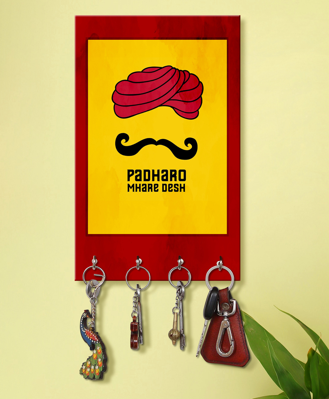999Store Stylish Wood Wall Mount Decorative Key Holder - Padharo Mharae Desh-image-27
