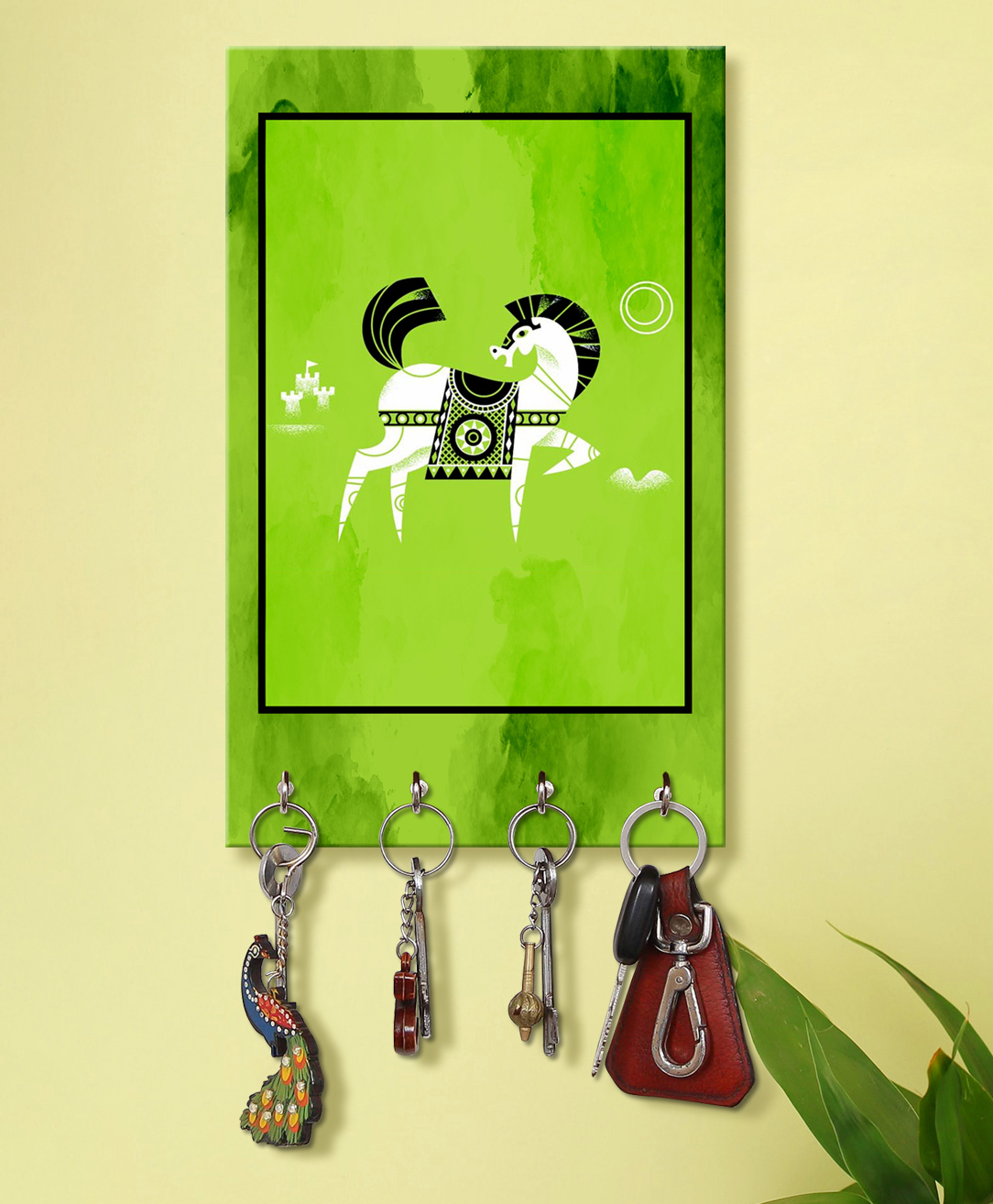 999Store Stylish Wood Wall Mount Decorative Key Holder - Decorative Horse-image-2