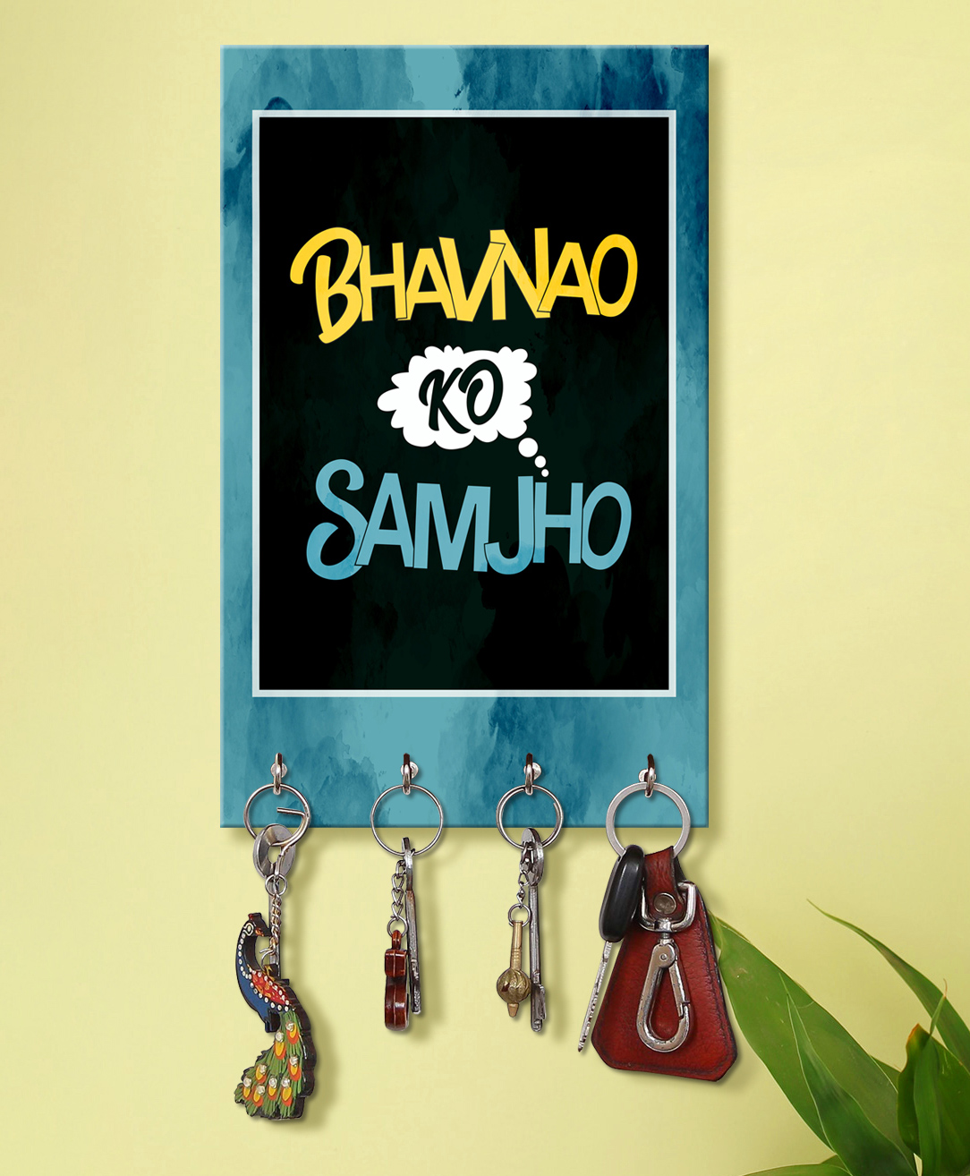 999 Store Key Stand for Wall Holder Wall Mount Hanger Organizer  Bhavnao Ko Smjho Key Stand for Wall  (mdf_7.5 X12 Inch)-image-2
