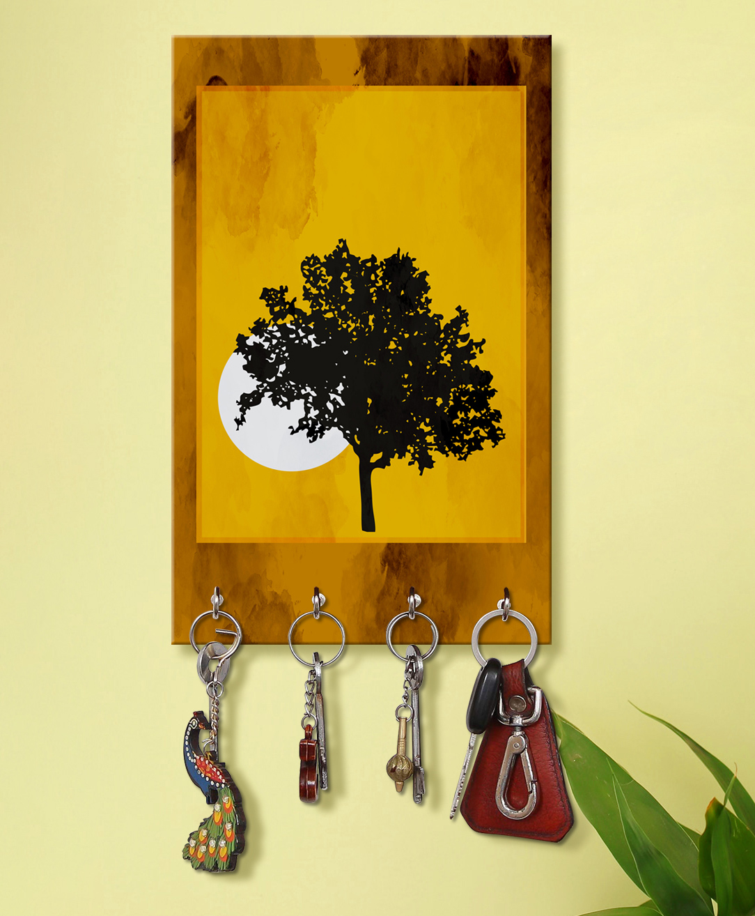 999Store Stylish Wood Wall Mount Decorative Key Holder - White Moon-image-22