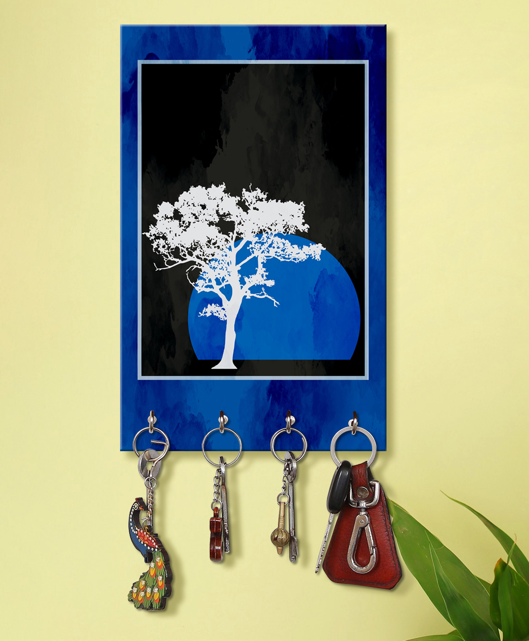 999Store Stylish Wood Wall Mount Decorative Key Holder - Blue Moon-image-40