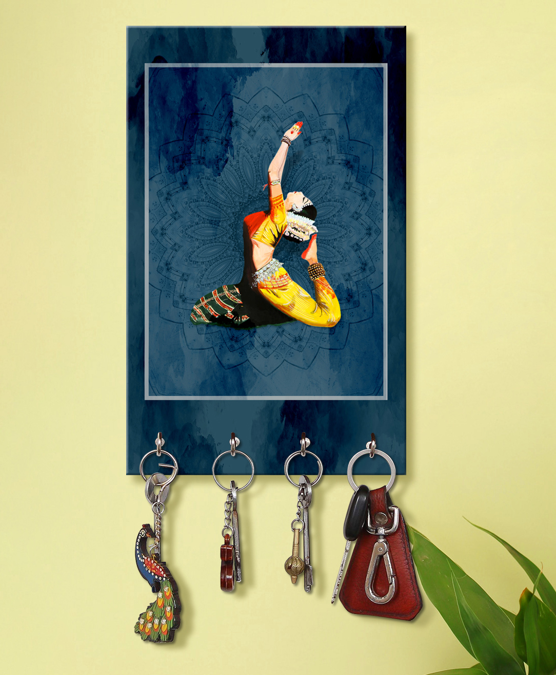 999Store Stylish Wood Wall Mount Decorative Key Holder - Indian Dance Lady-picture-10