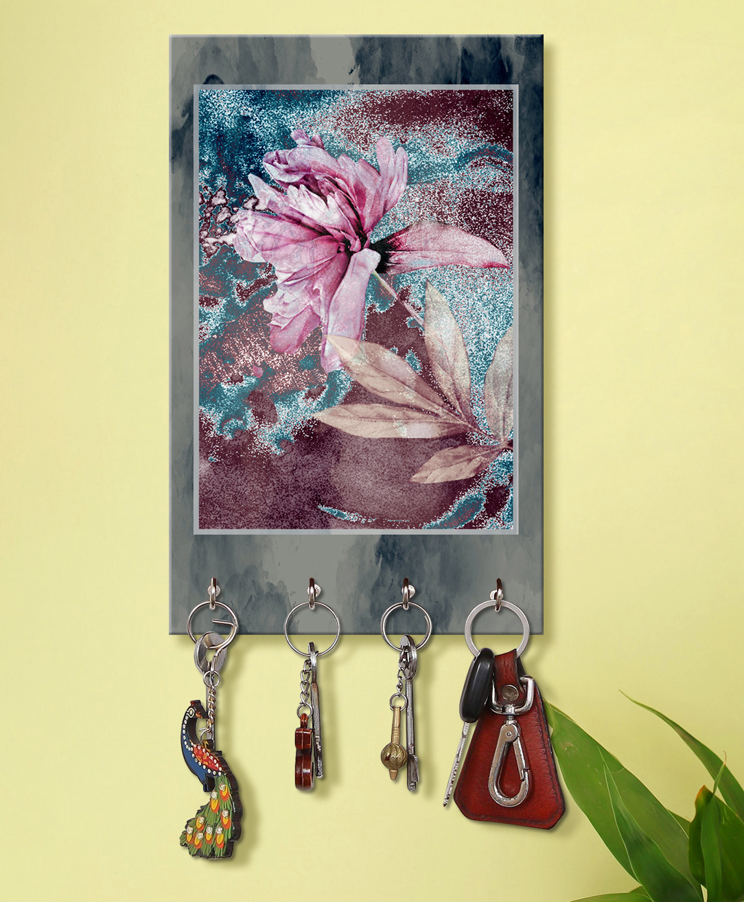 999Store Stylish Wood Wall Mount Decorative Key Holder - Aster Flower-picture-37