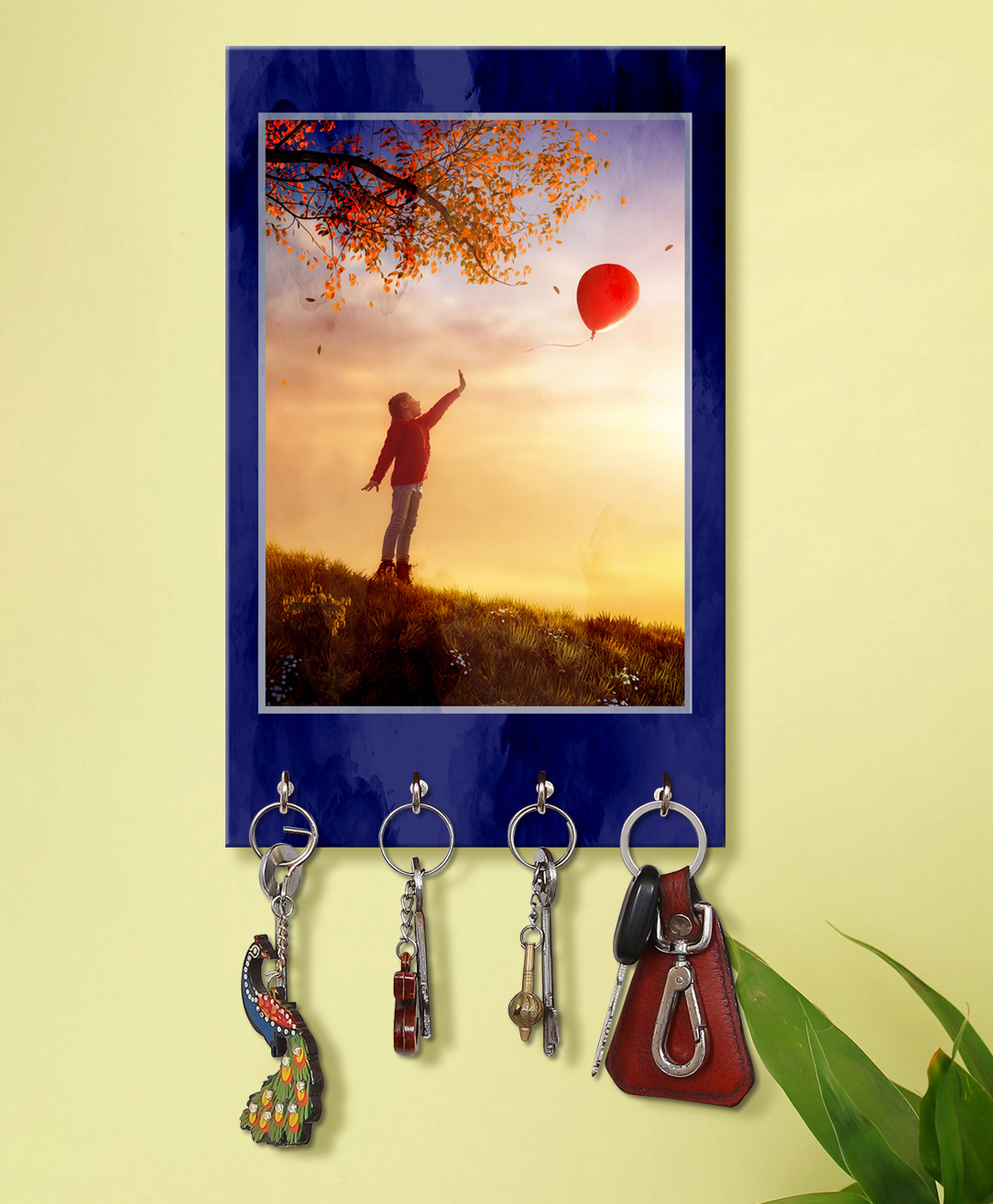 999Store Stylish Wood Wall Mount Decorative Key Holder - Children To Fly Air Balloon-image-27